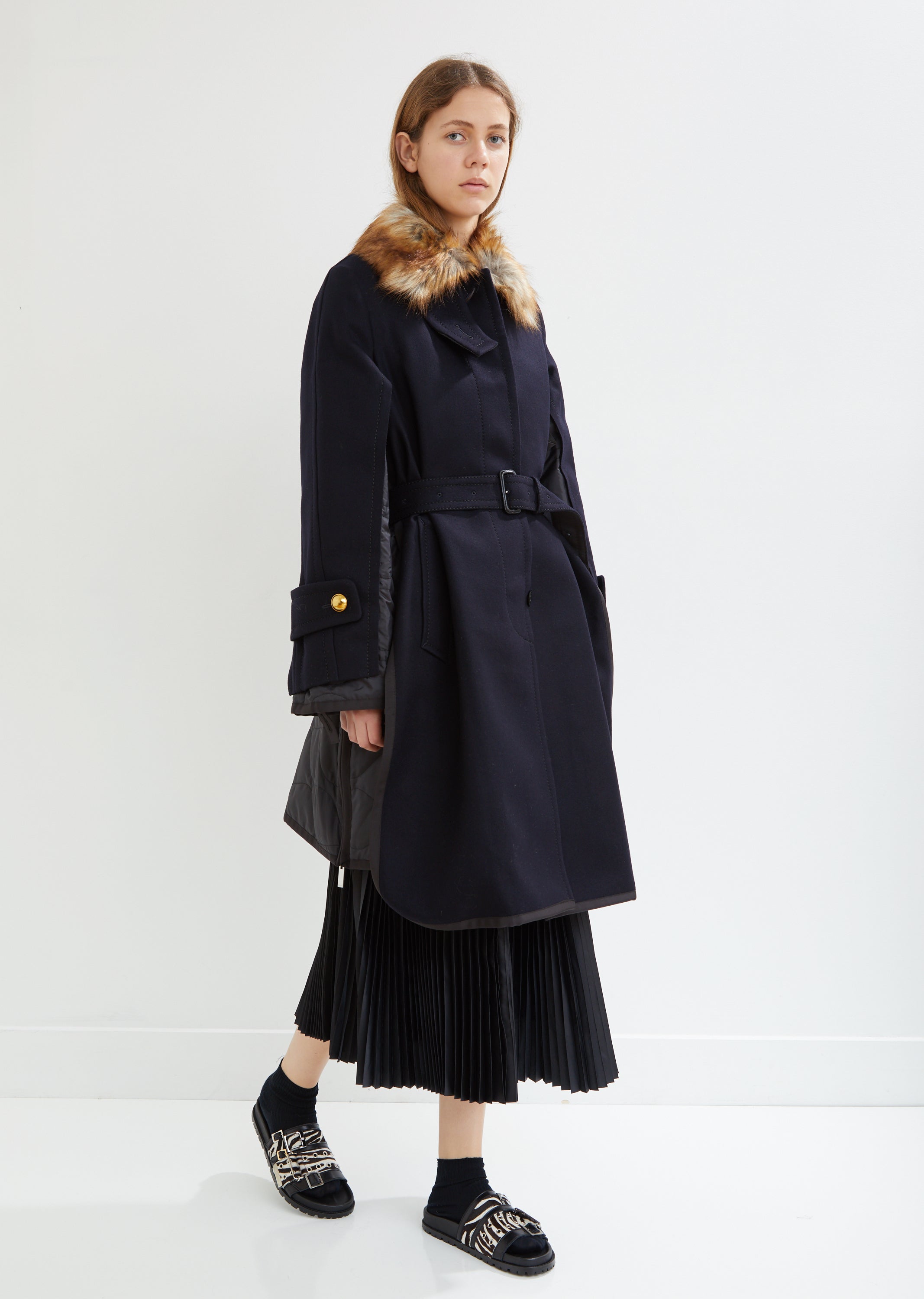 sacai Wool Melton Denim Coat