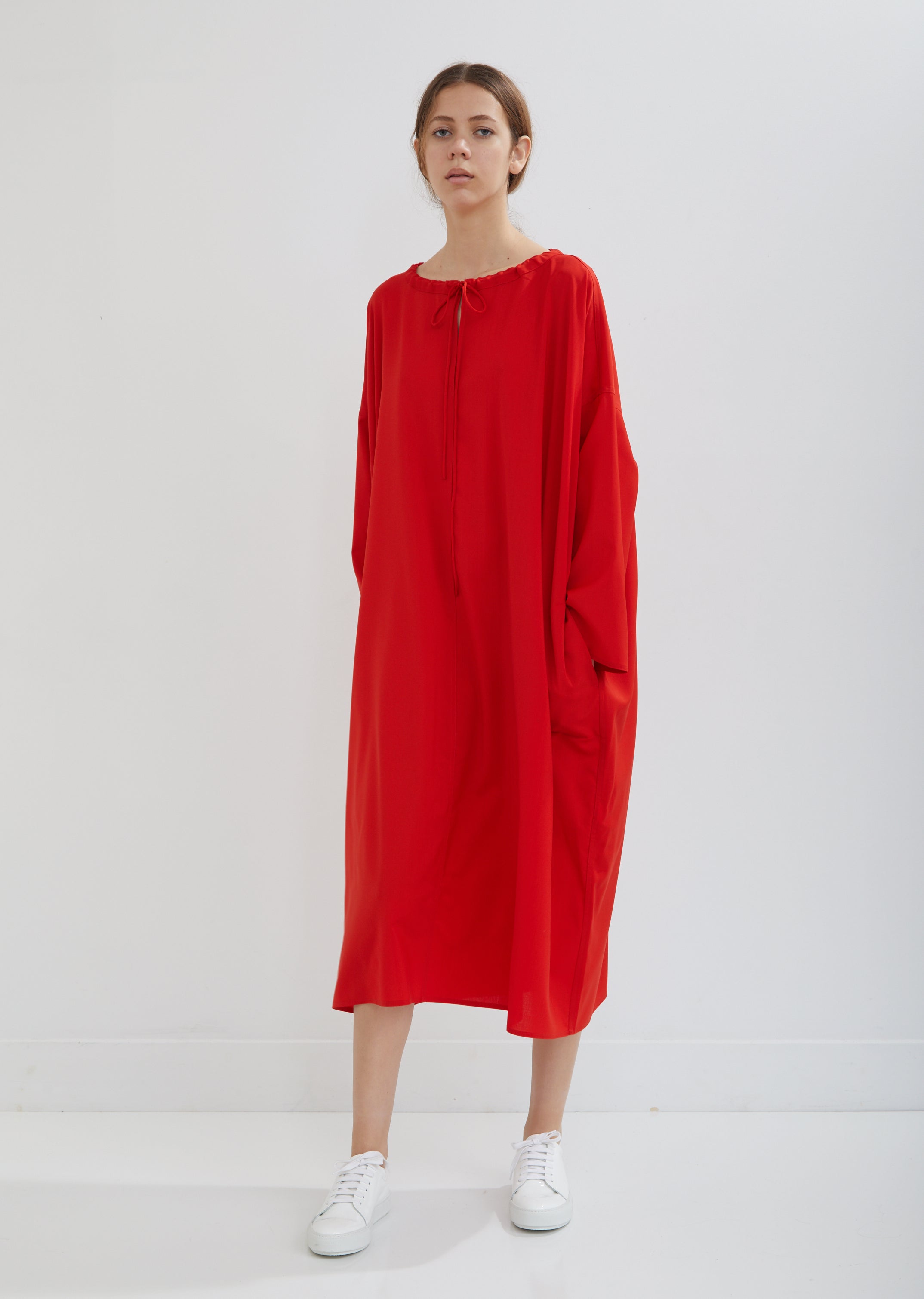 red kaftan dress