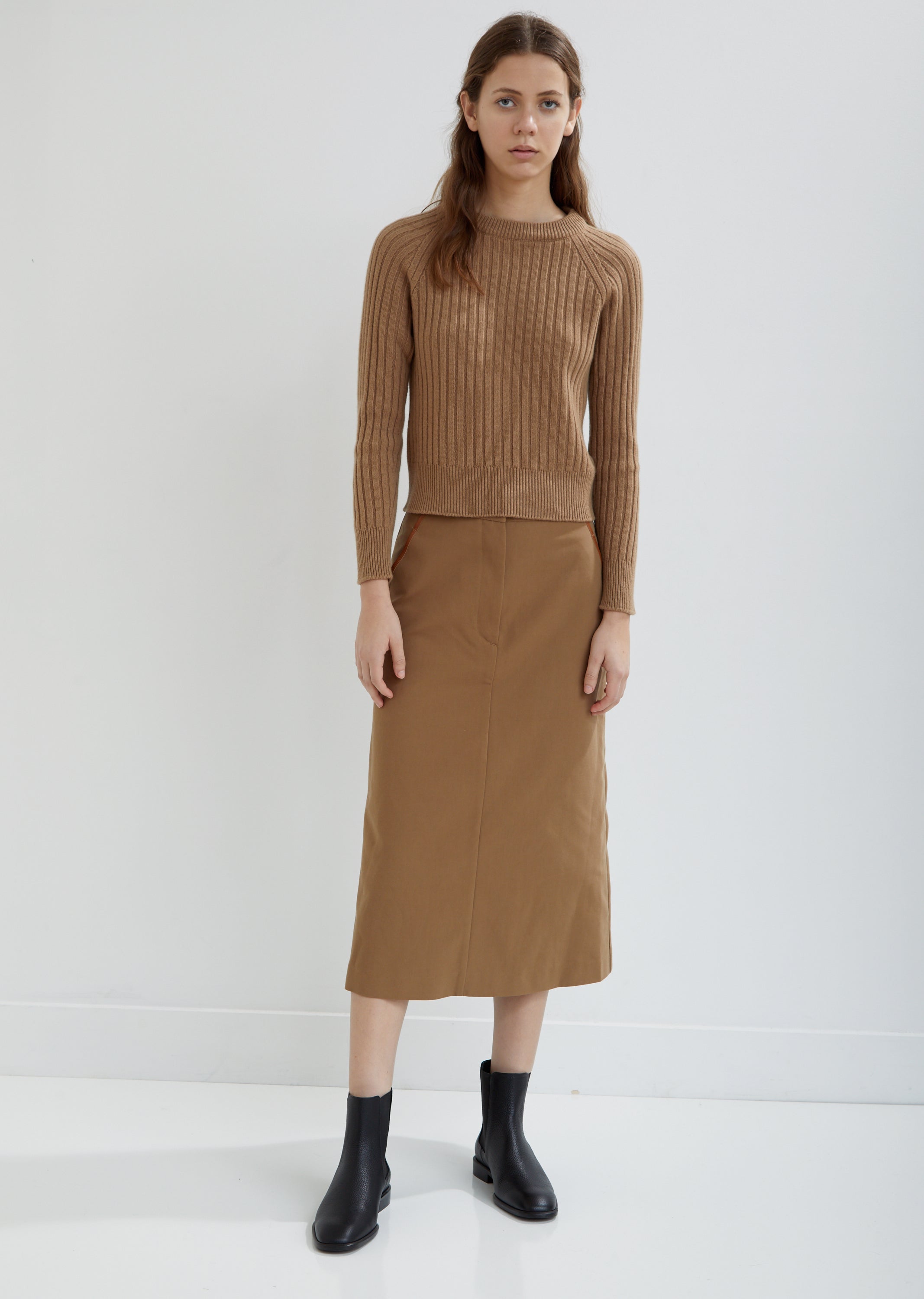 Essential Skirt with Leather Piping by Seya- La Garçonne