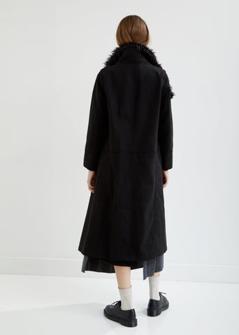 Light Melton Stand Up Collar Long Coat by Zucca- La Garçonne