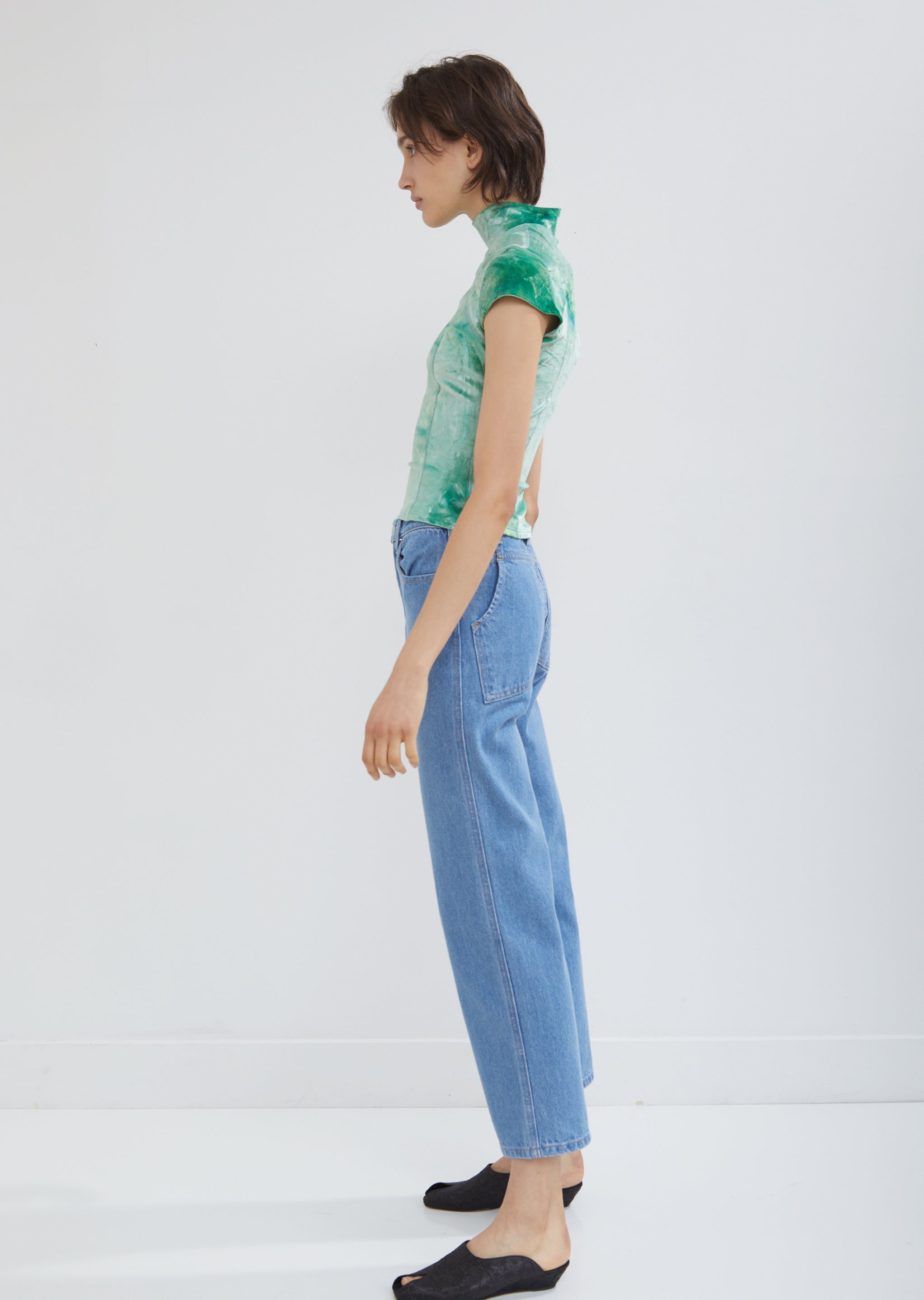 True Blue Wide Leg El Jean by Eckhaus Latta- La Garçonne