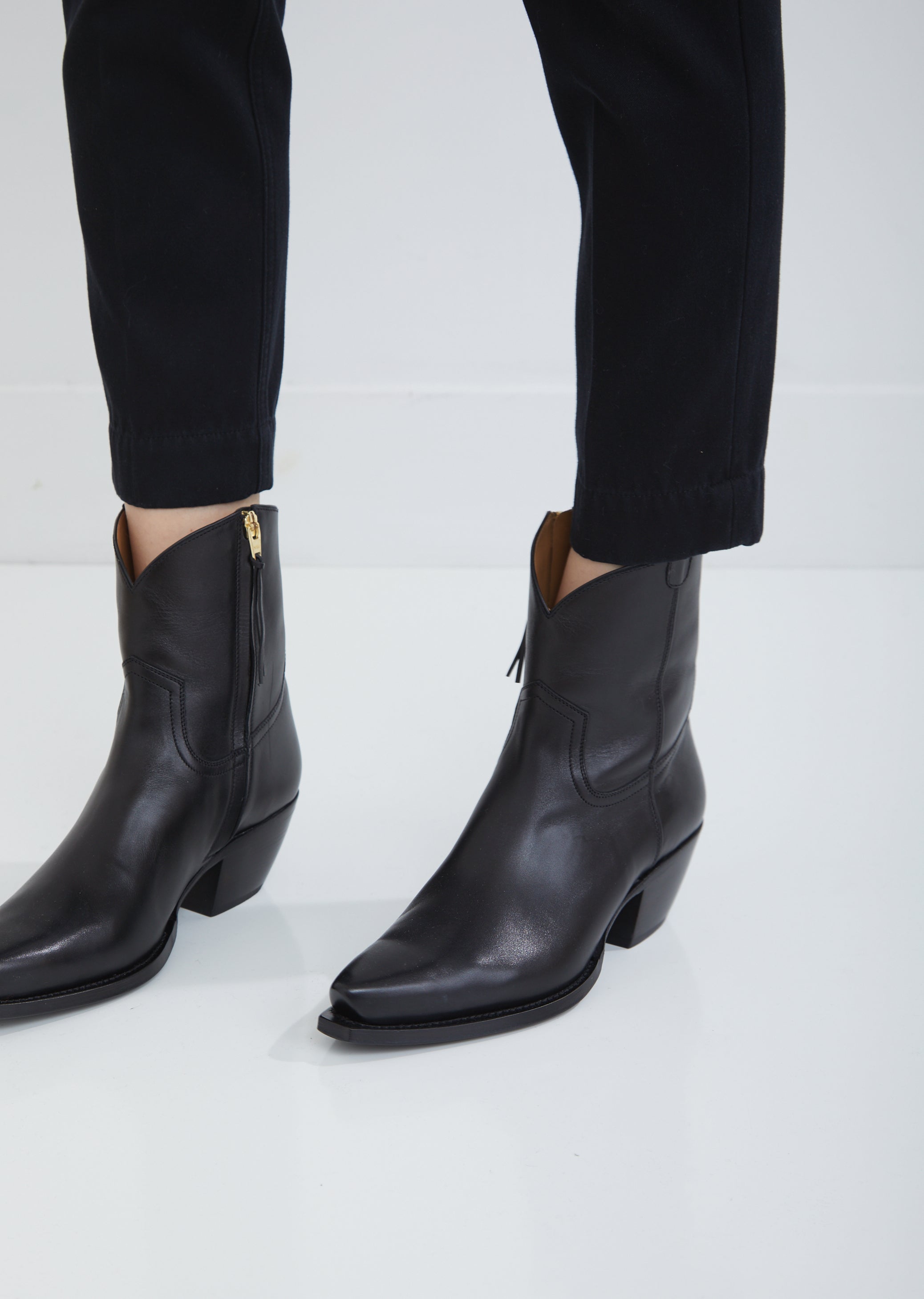 black ankle boots cowboy