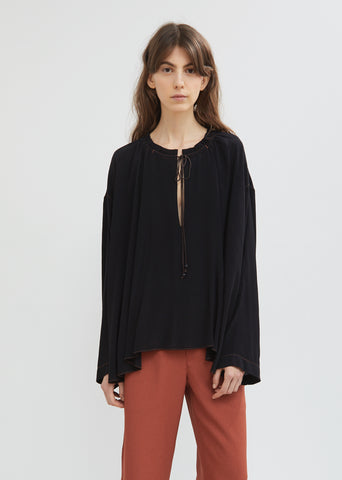 Draped Tie Neck Fluid Blouse by Acne Studios- La Garçonne