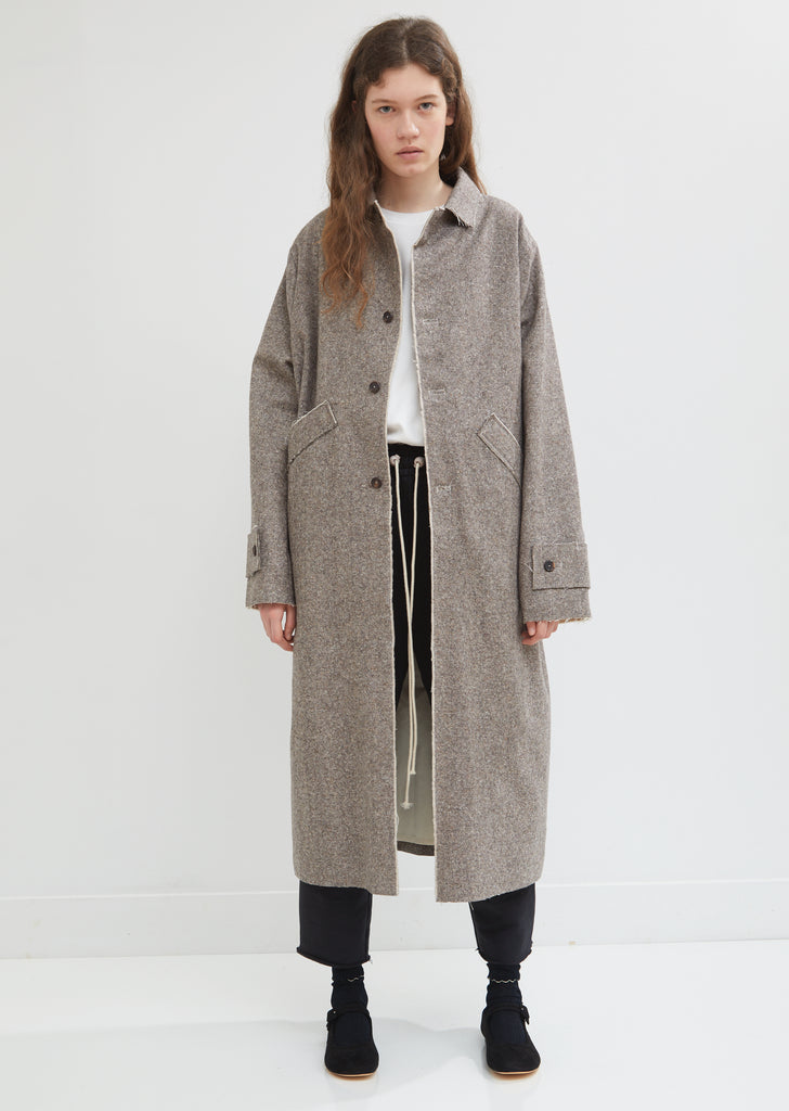 Light Wool Herringbone Coat by Camiel Fortgens- La Garçonne