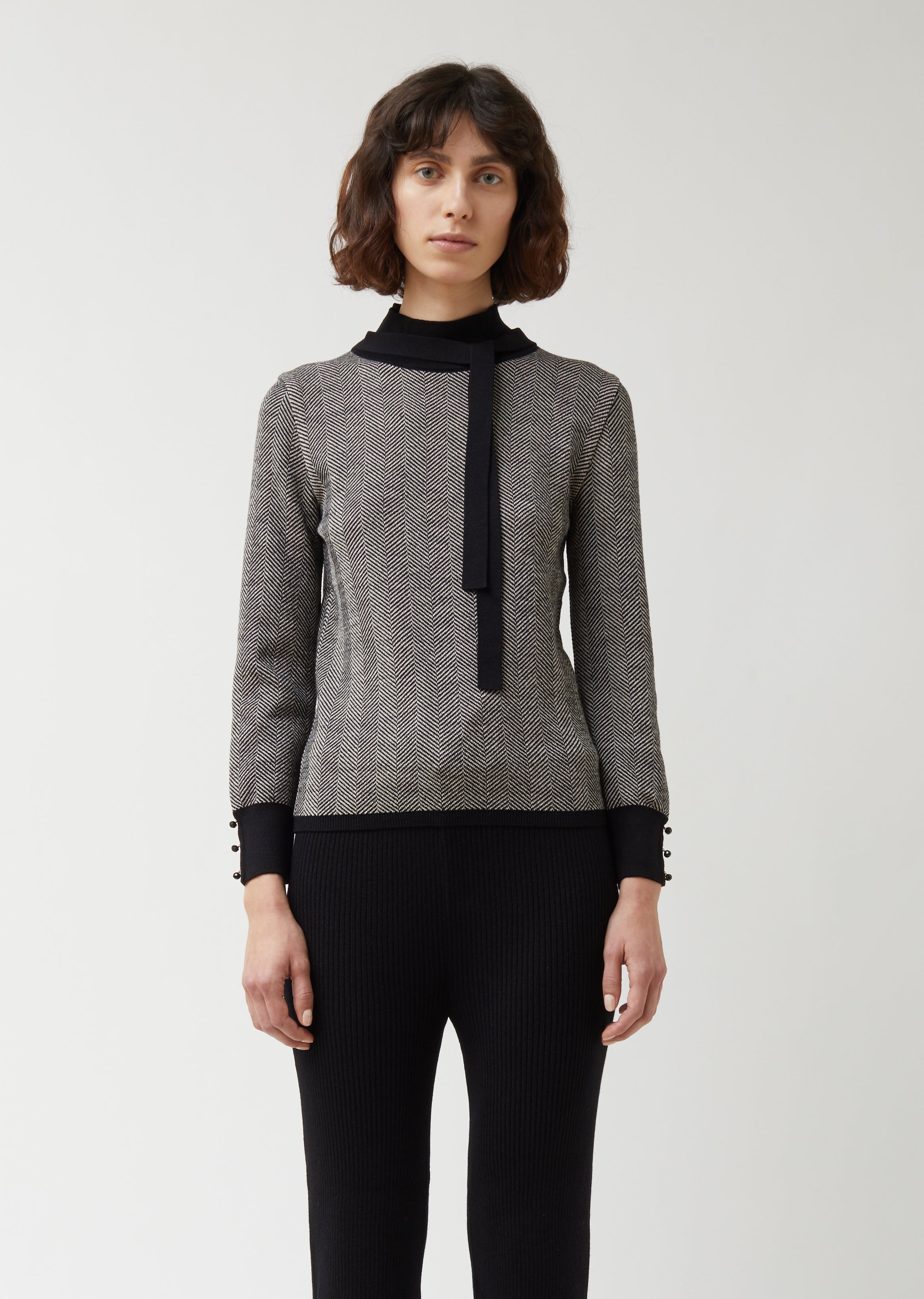 Bow Herringbone Sweater – La Garçonne