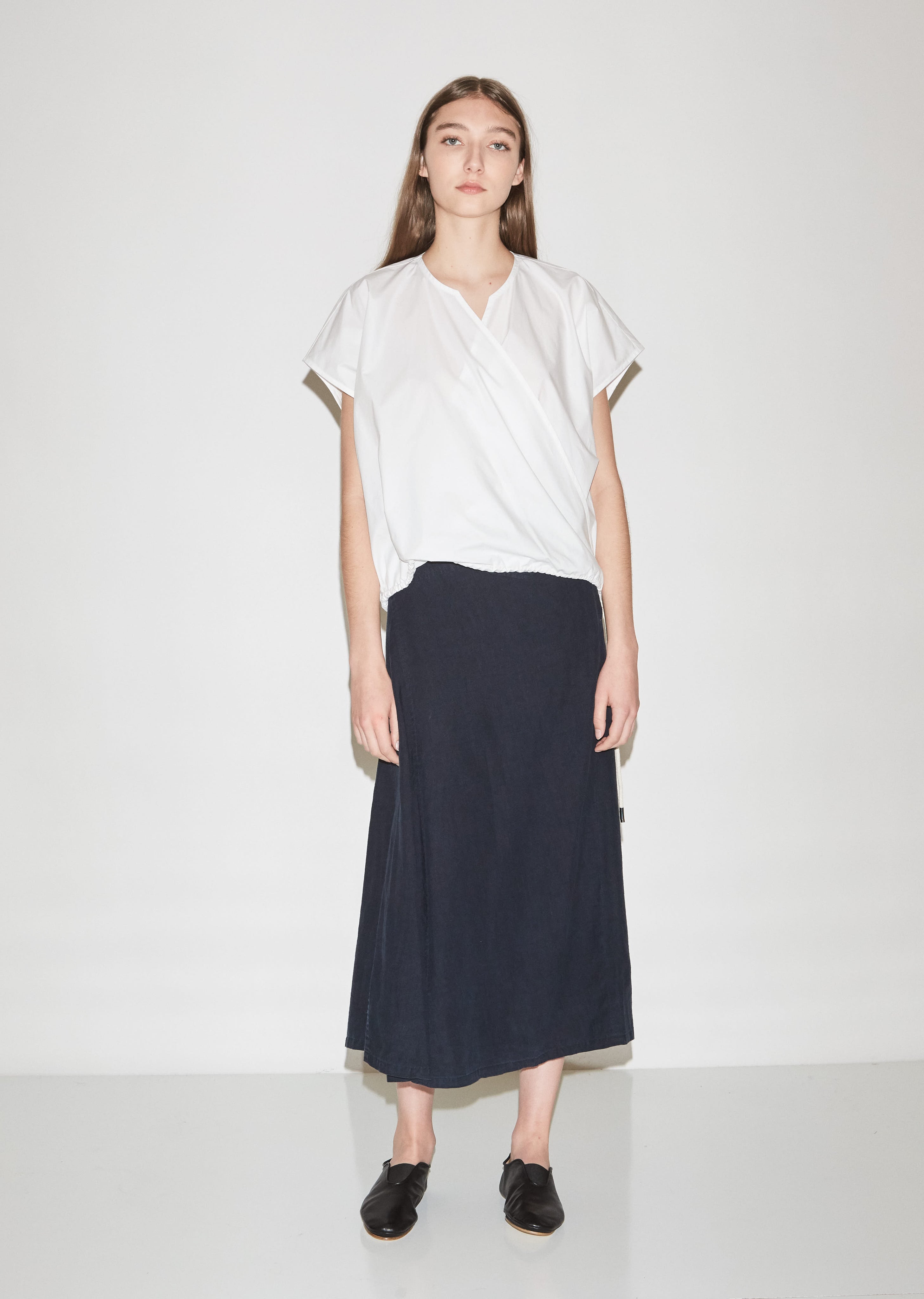 Diagonal Panel Flared Linen Skirt by Y's- La Garçonne
