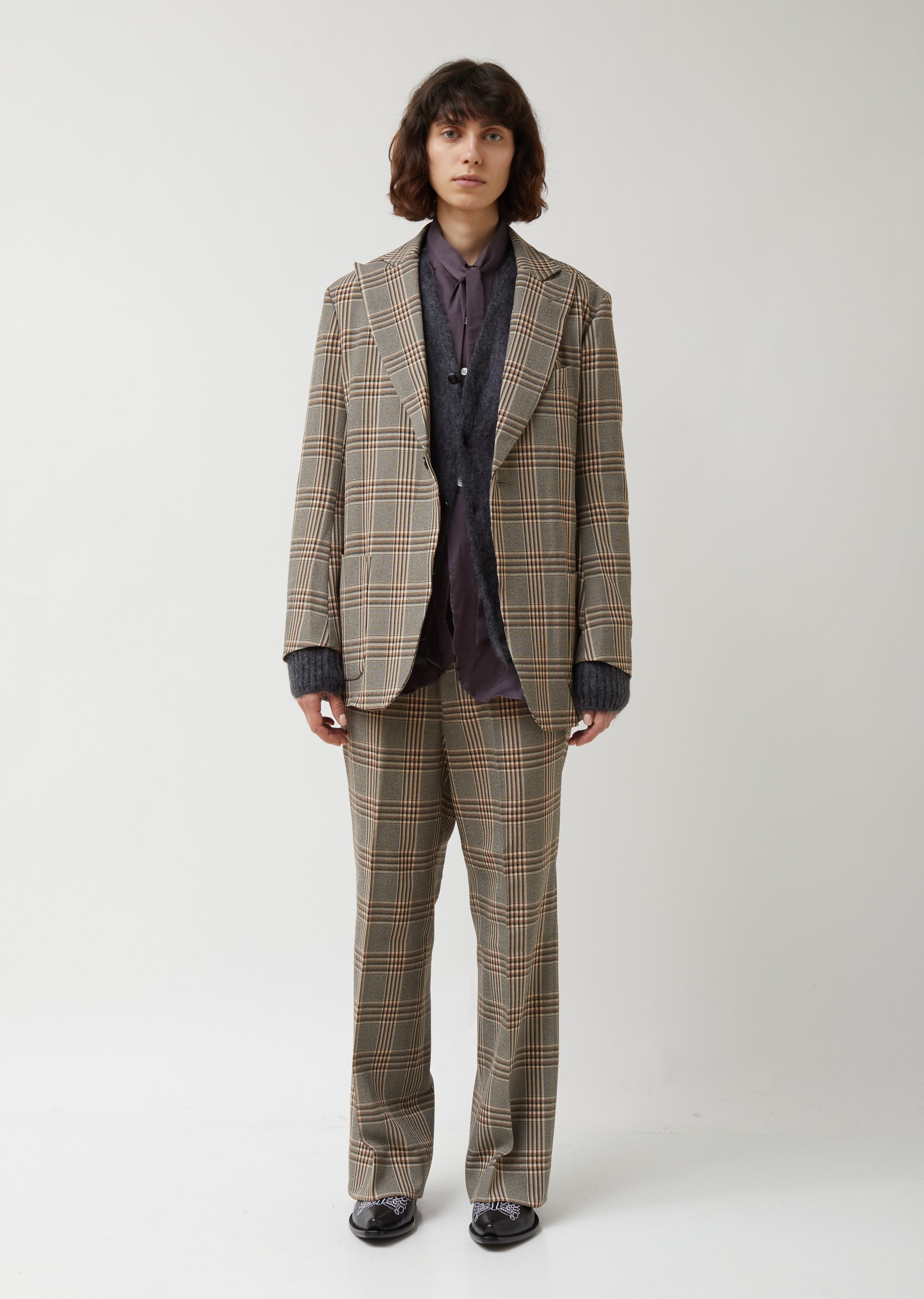 Graph Plaid Twill Peaked Lapel 1B Jacket – La Garçonne