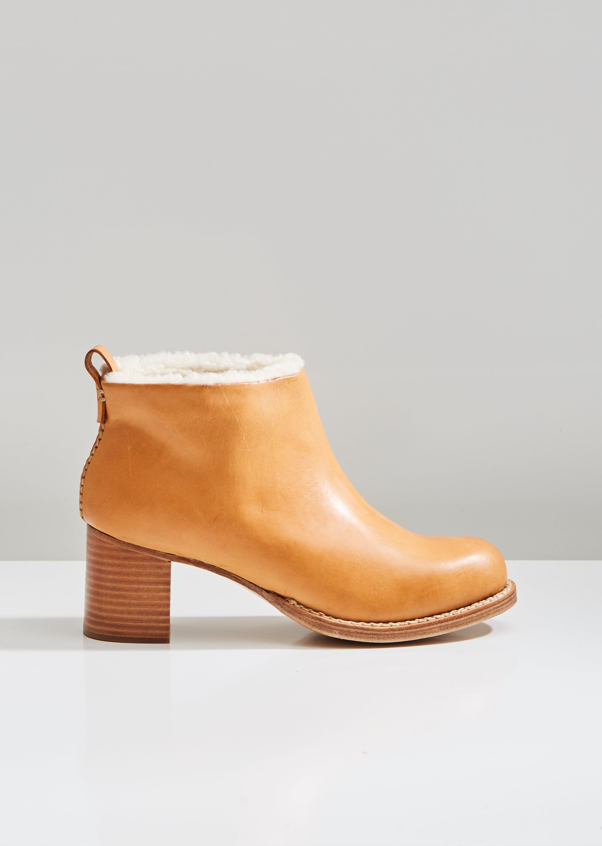 Braided Shearling Mid Heel Boots By Feit La Garconne