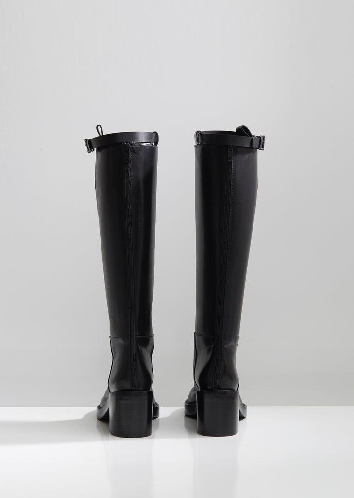 Vitello Lucido Nero Riding Boots by Ann Demeulemeester- La Garçonne