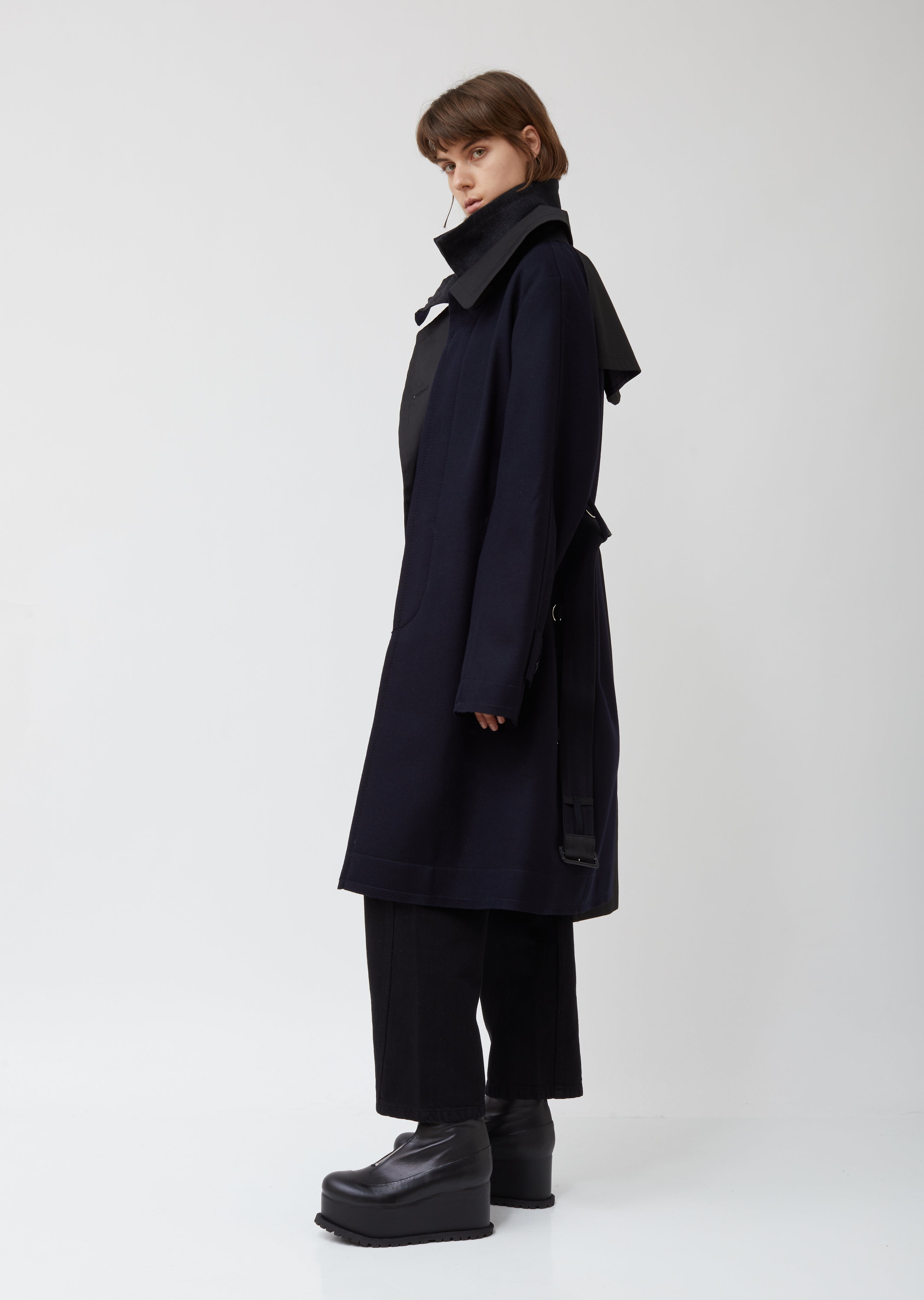 60％OFF 18AW Sacai Sacai Grey Double-breasted Melton Felt Coat