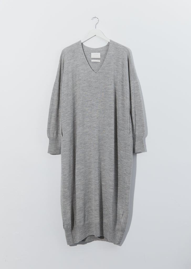 Baby Alpaca & Wool Wide V-Neck Dress – La Garçonne