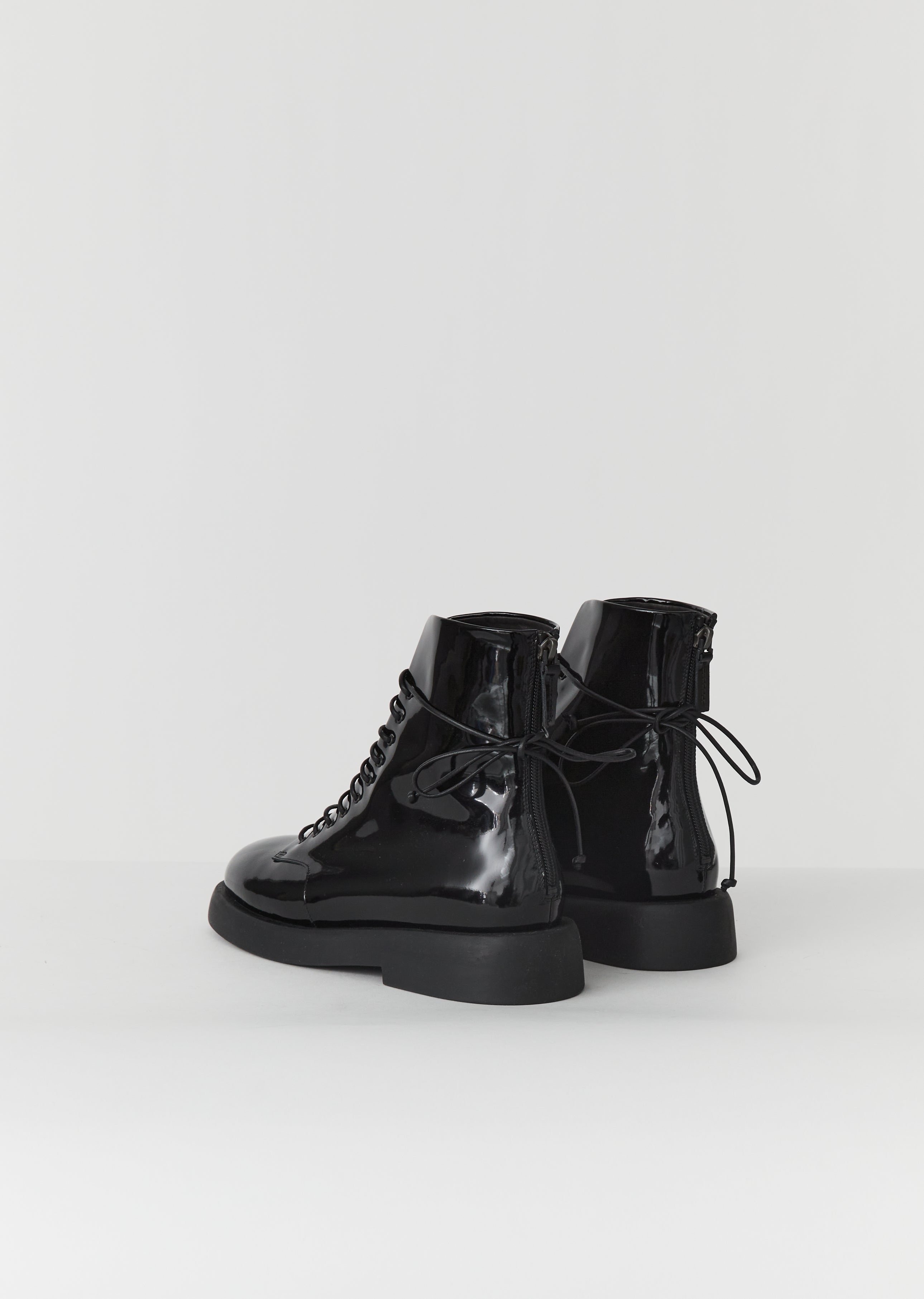 patent leather boots black