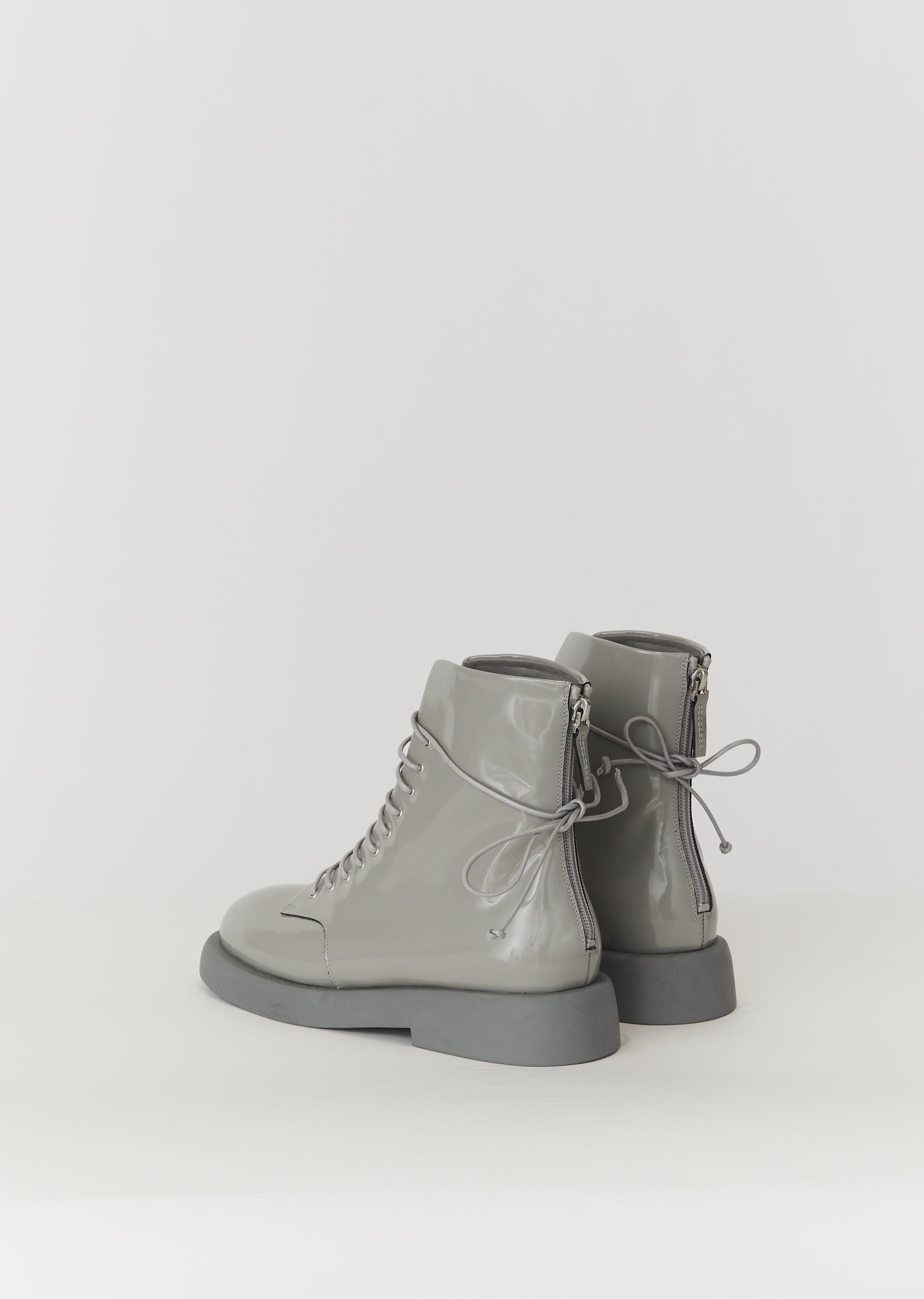grey patent leather boots