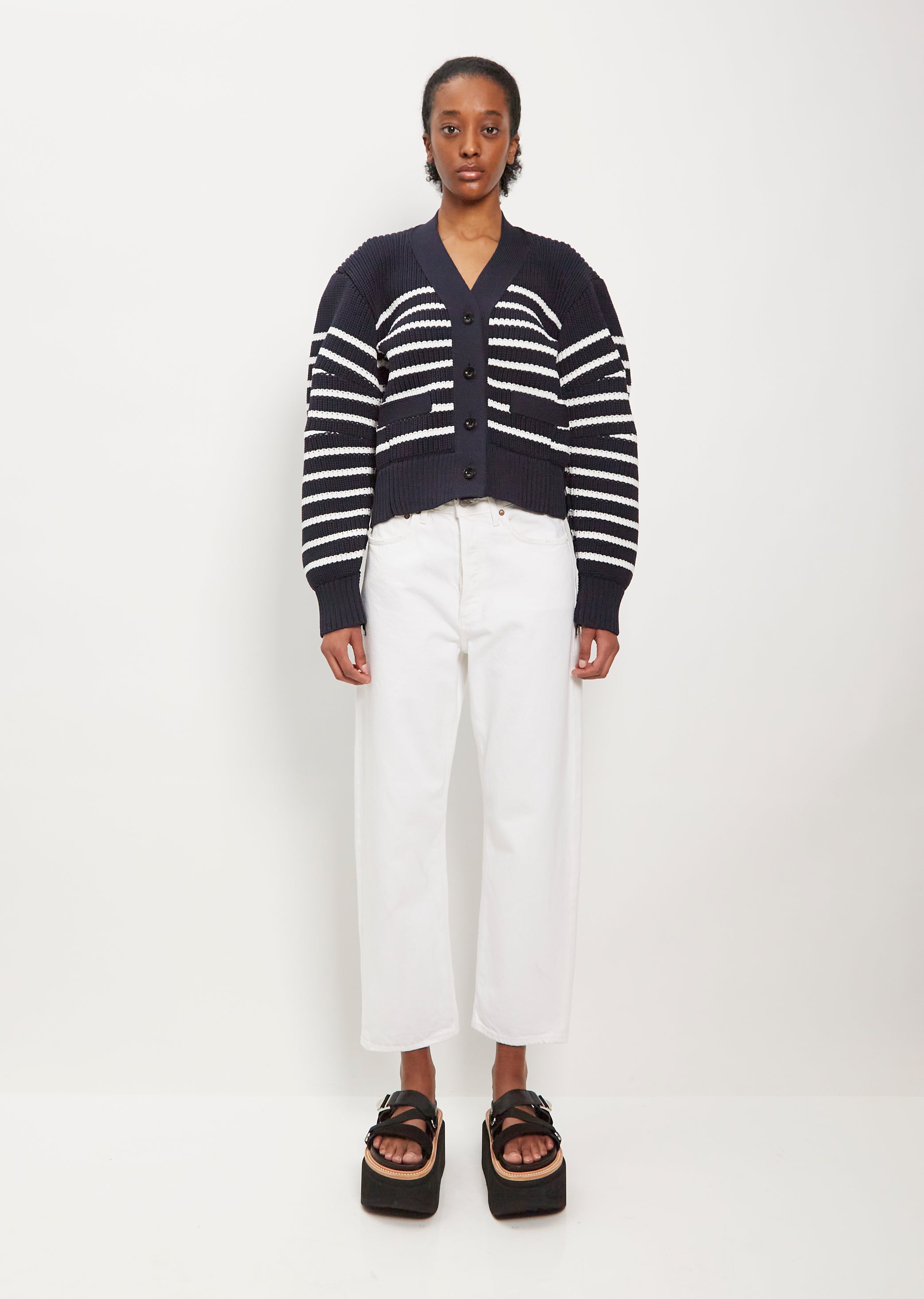 Horizontal Stripe Knit Cardigan – La Garçonne