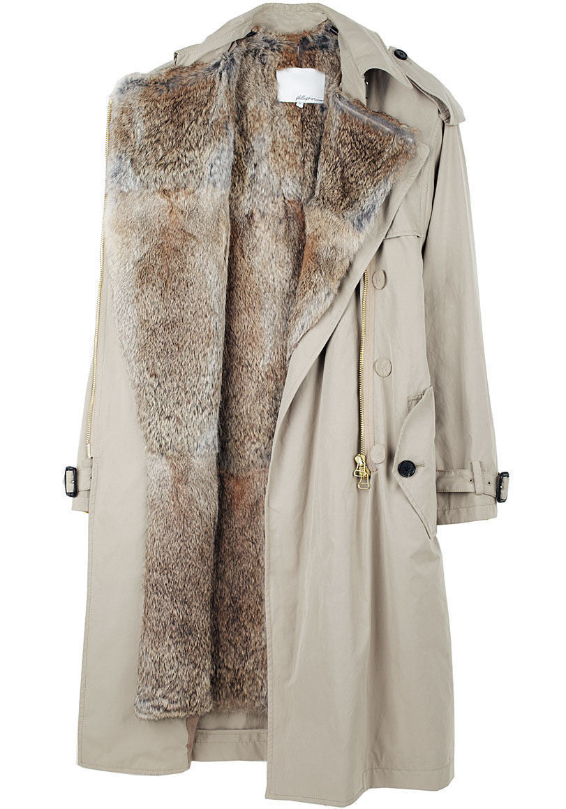 trench coat with fur inside