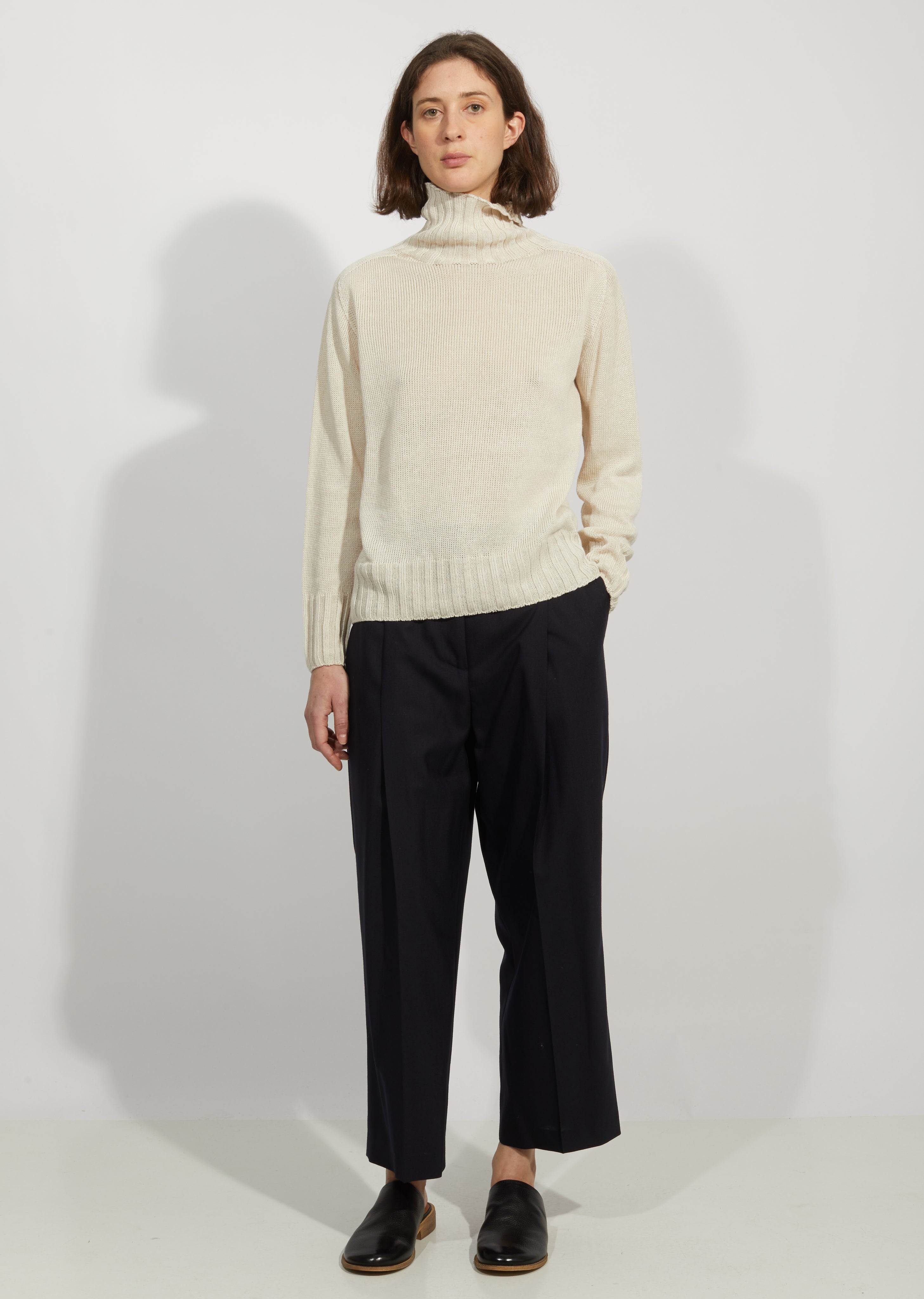 Linen & Cotton Wide Rollneck Sweater – La Garçonne