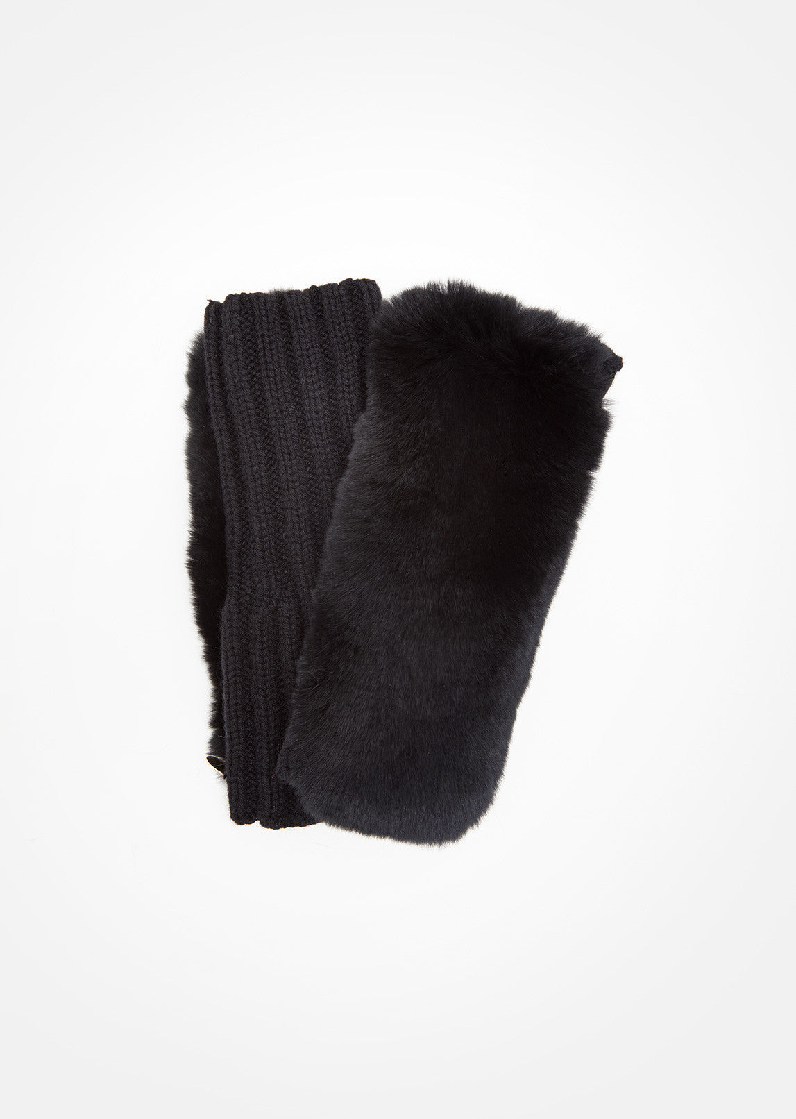 fingerless suede gloves with rabbit fur
