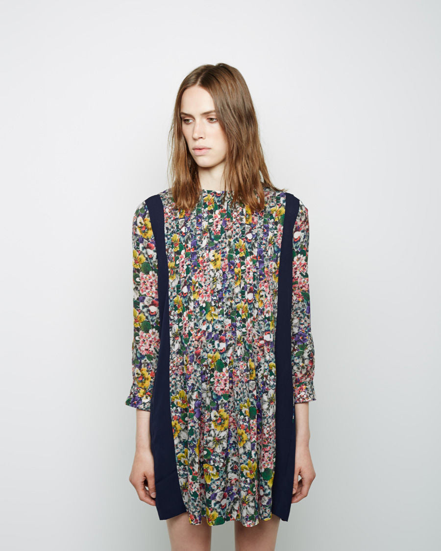 Floral Blocked Trapeze Dress – La Garçonne