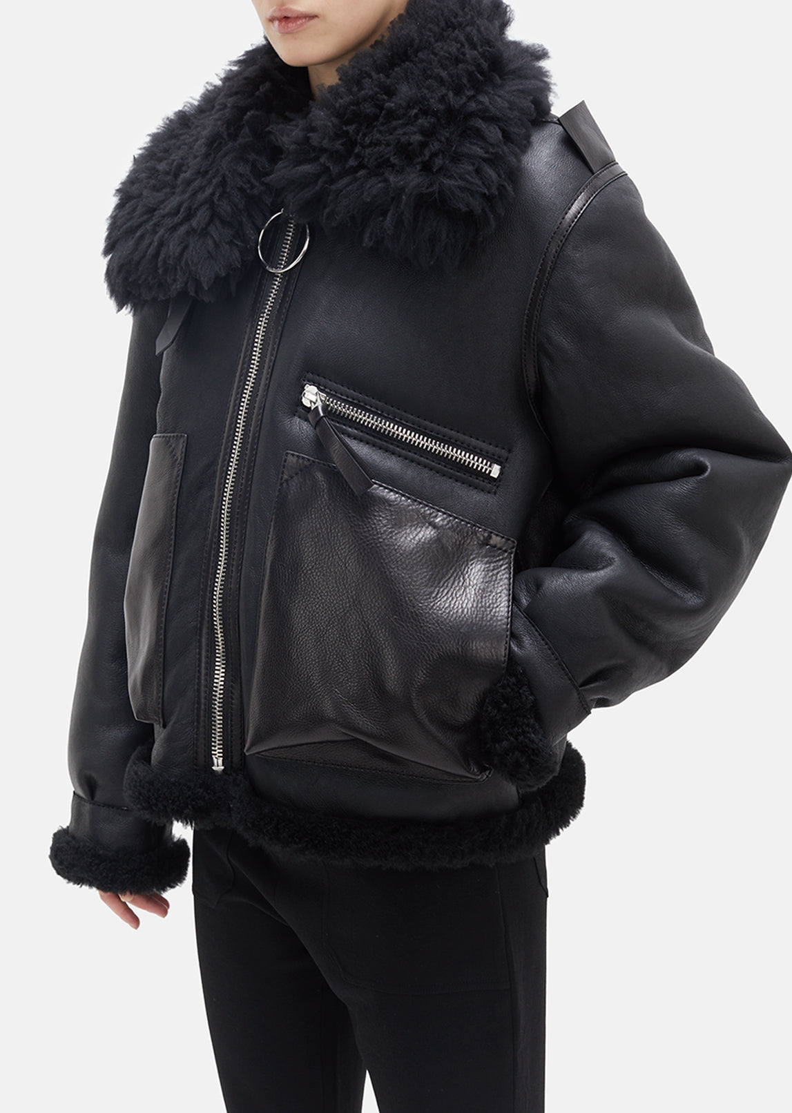 Lore Lamb Shearling Moto Jacket by Acne Studios- La Garçonne