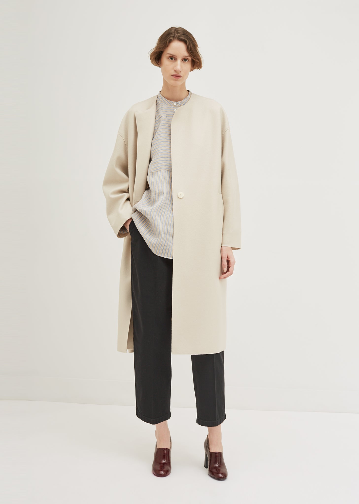 Light Wool Oversized Long Coat by Harris Wharf London- La Garçonne