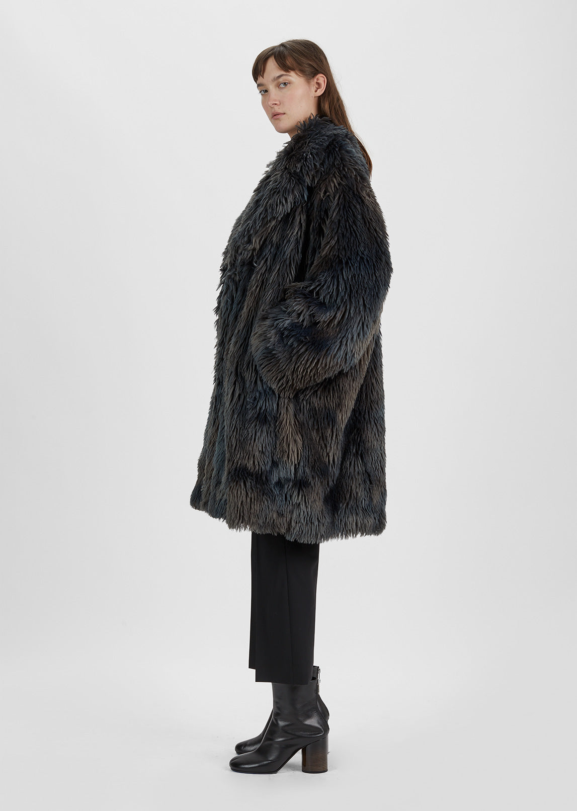 Melange Faux Fur Coat by MM6 Maison Margiela- La Garçonne