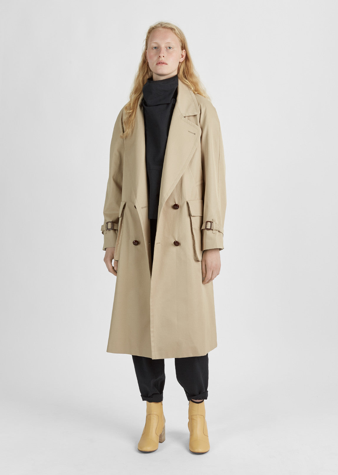 Oversized Cotton Twill Trench Coat by Nehera- La Garçonne