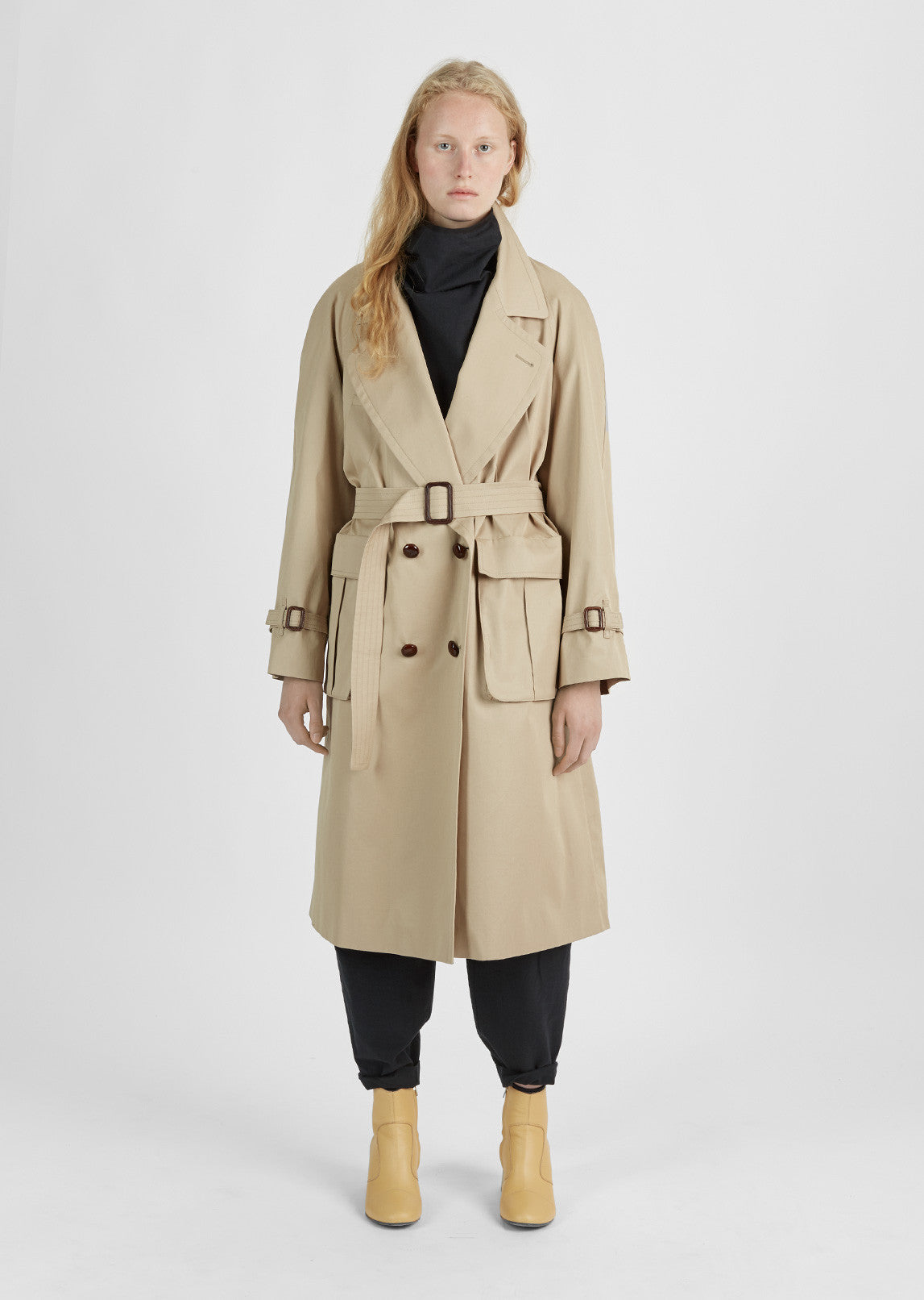 NEHERA】COTTON TWILL MODERN TRENCH COAT-