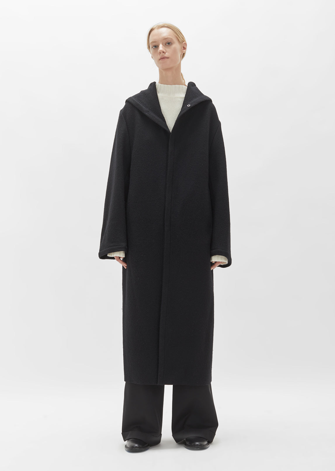 Wool Hooded Big Coat by Yohji Yamamoto- La Garçonne