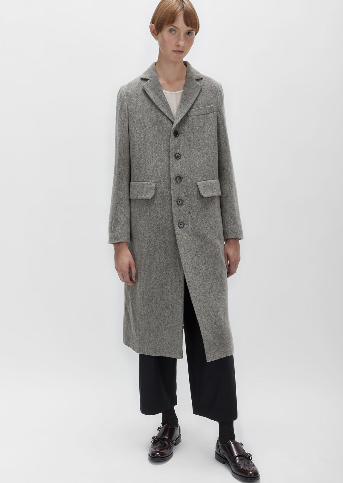 Herringbone Tweed Coat by Zucca- La Garçonne