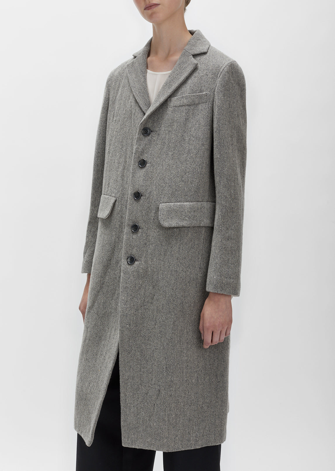 Herringbone Tweed Coat by Zucca- La Garçonne