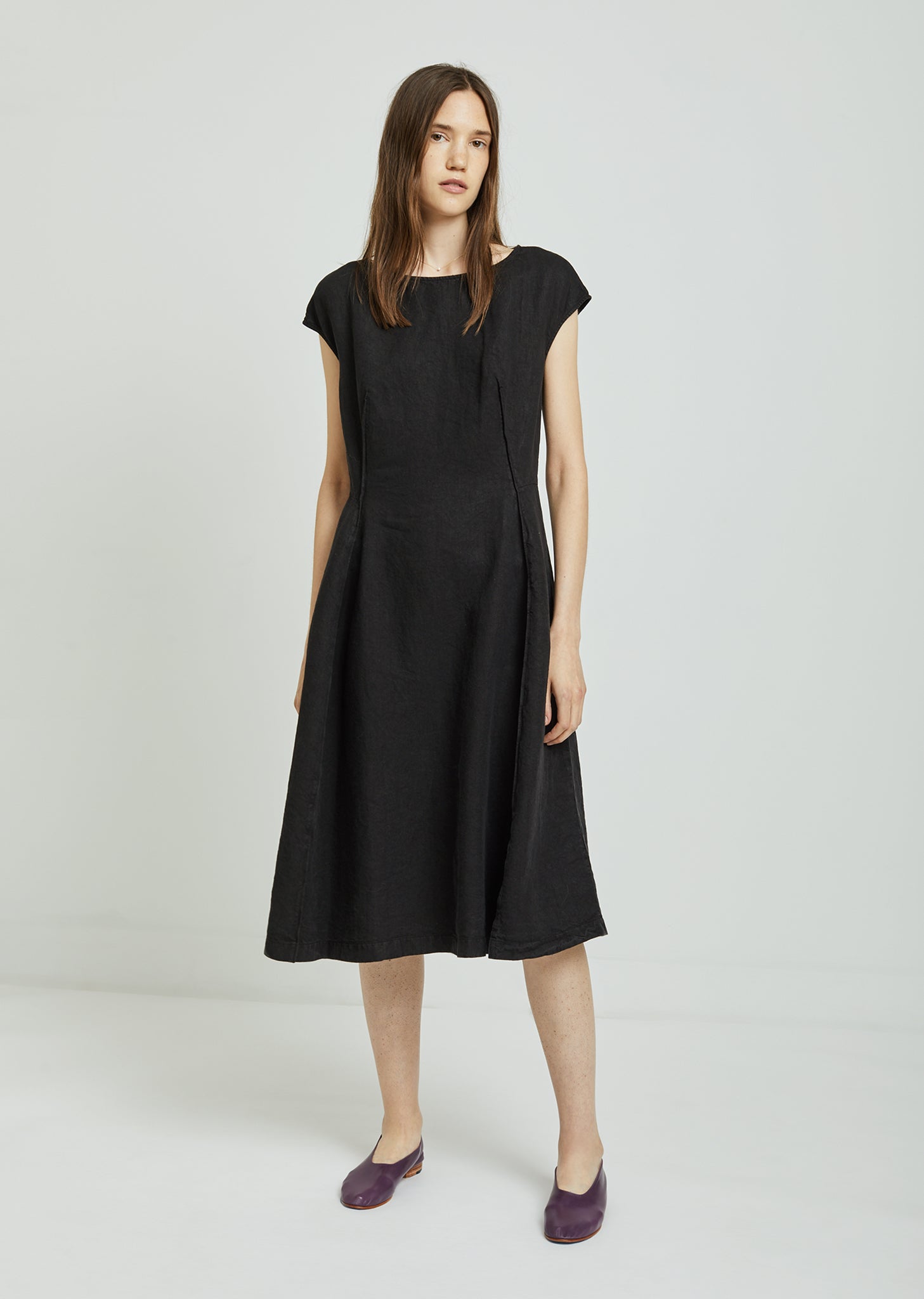 black linen a line dress