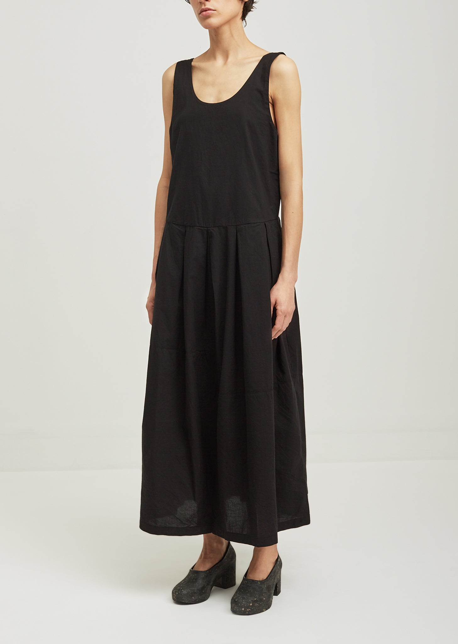 Patched Cotton Tank Dress by Black Crane- La Garçonne