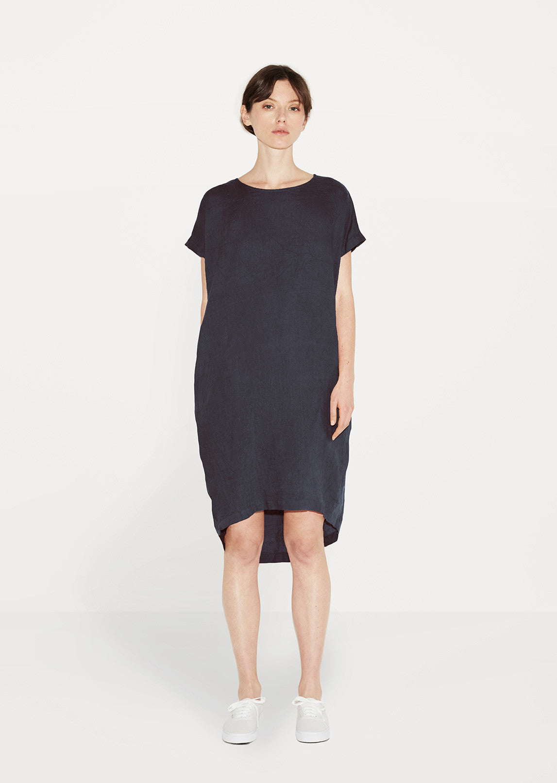 black crane pleated cocoon dress