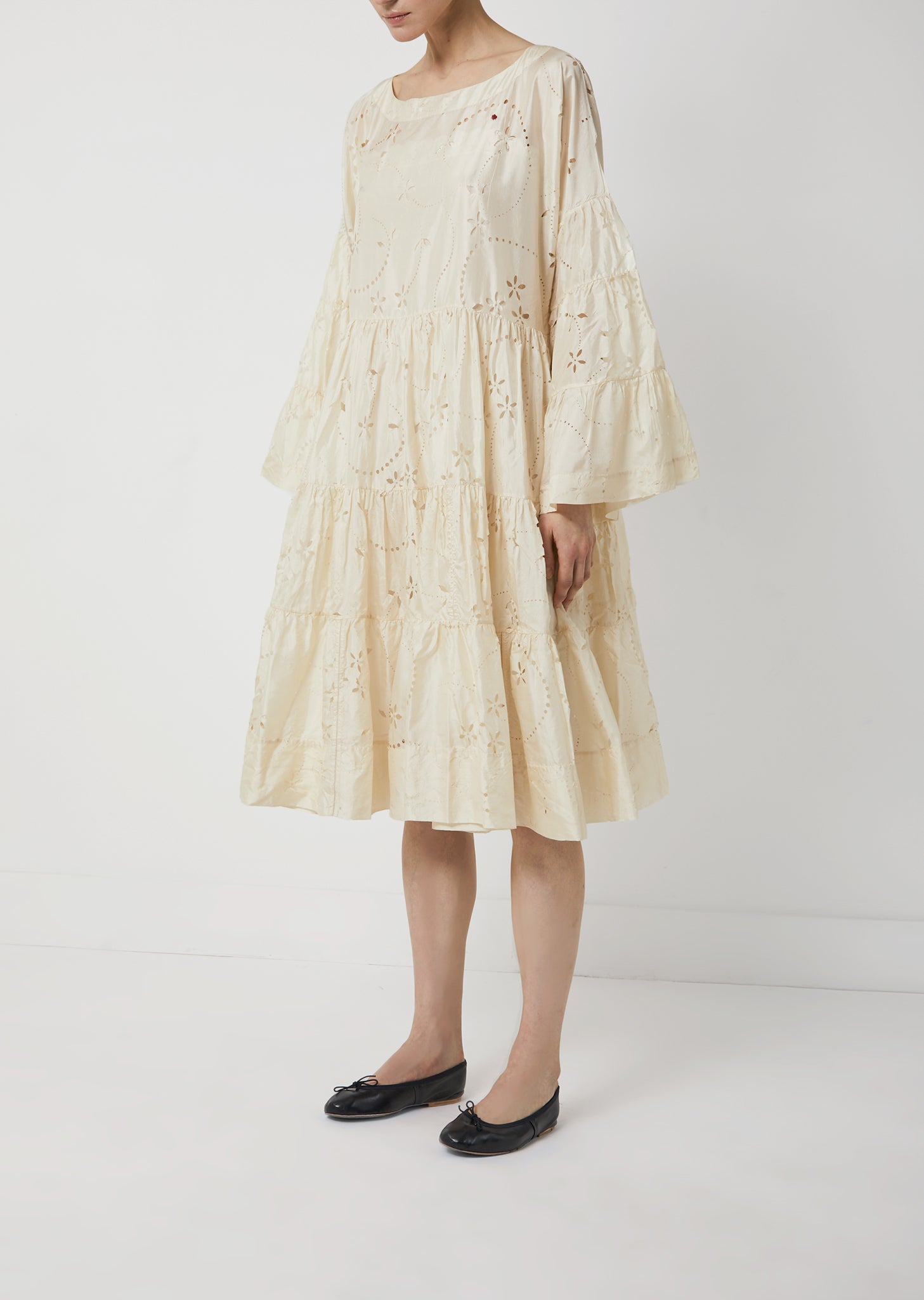 Silk Long Sleeve Tiered Dress by Péro- La Garçonne
