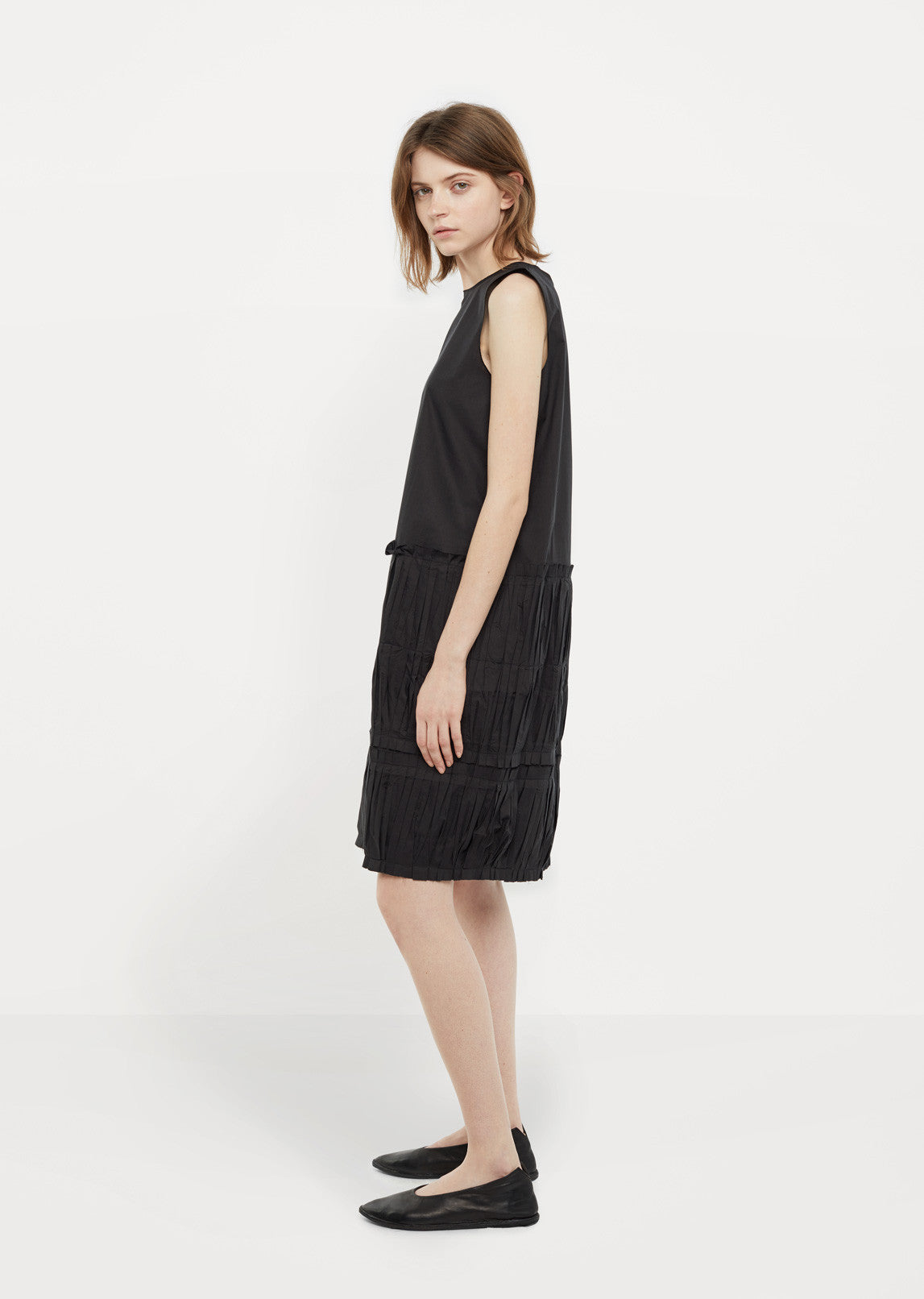 Pleated Appliqué Cotton Popeline Dress by Sara Lanzi - La Garçonne