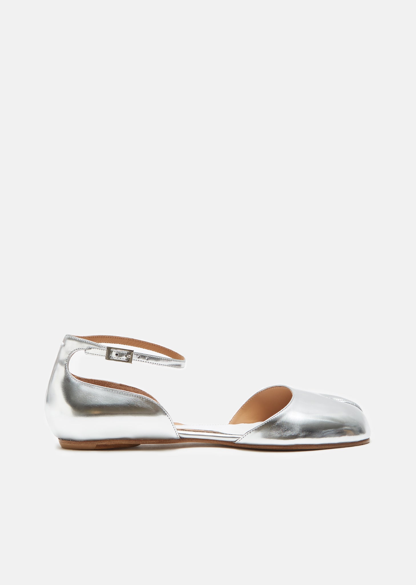 Laminated Tabi Ankle Strap Flats by Maison Margiela- La Garçonne