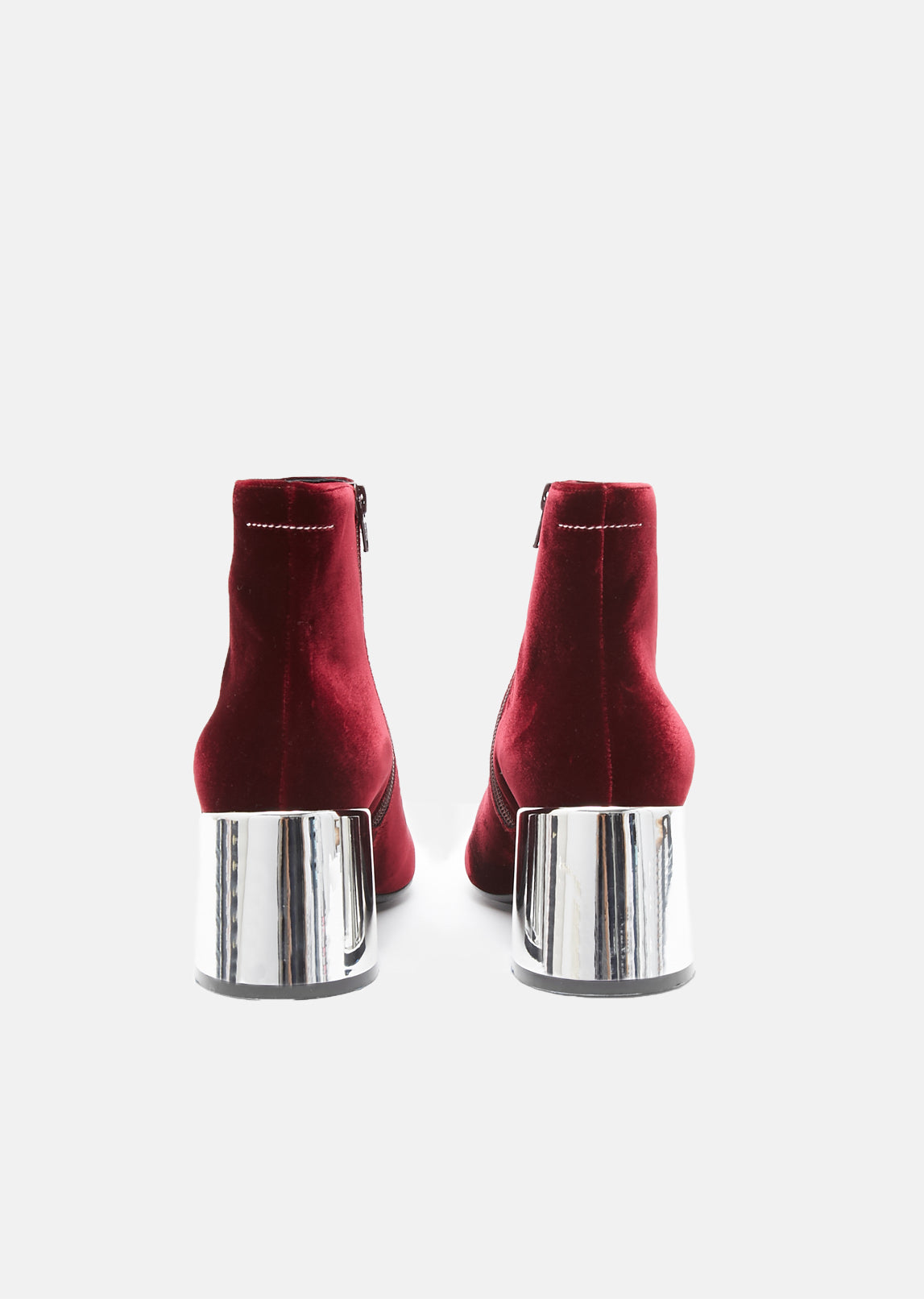 Mirrored Heel Velvet Ankle Boots by MM6 Maison Margiela- La Garçonne