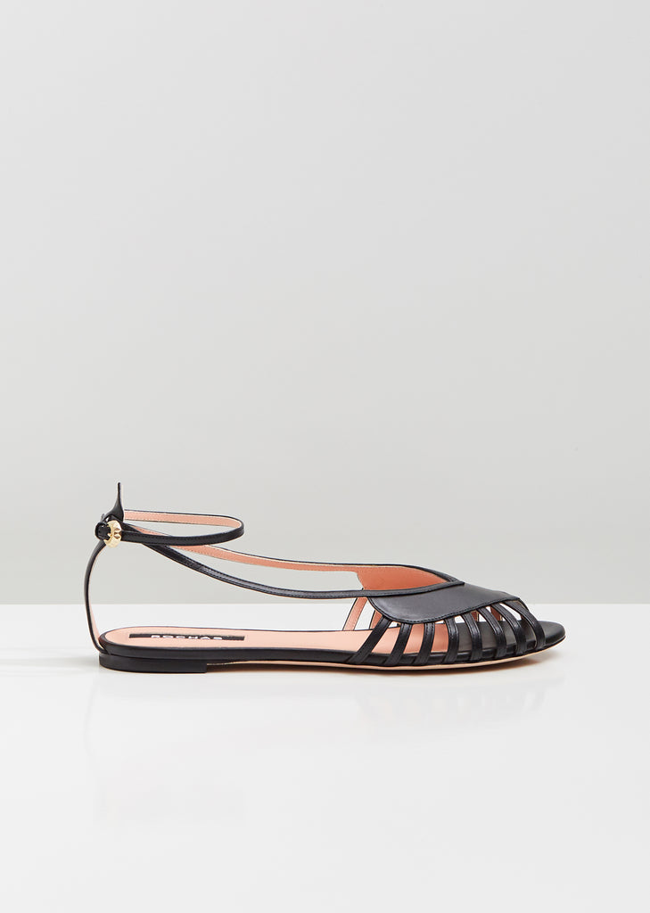 Ankle Strap Flat Sandals by Rochas- La Garçonne
