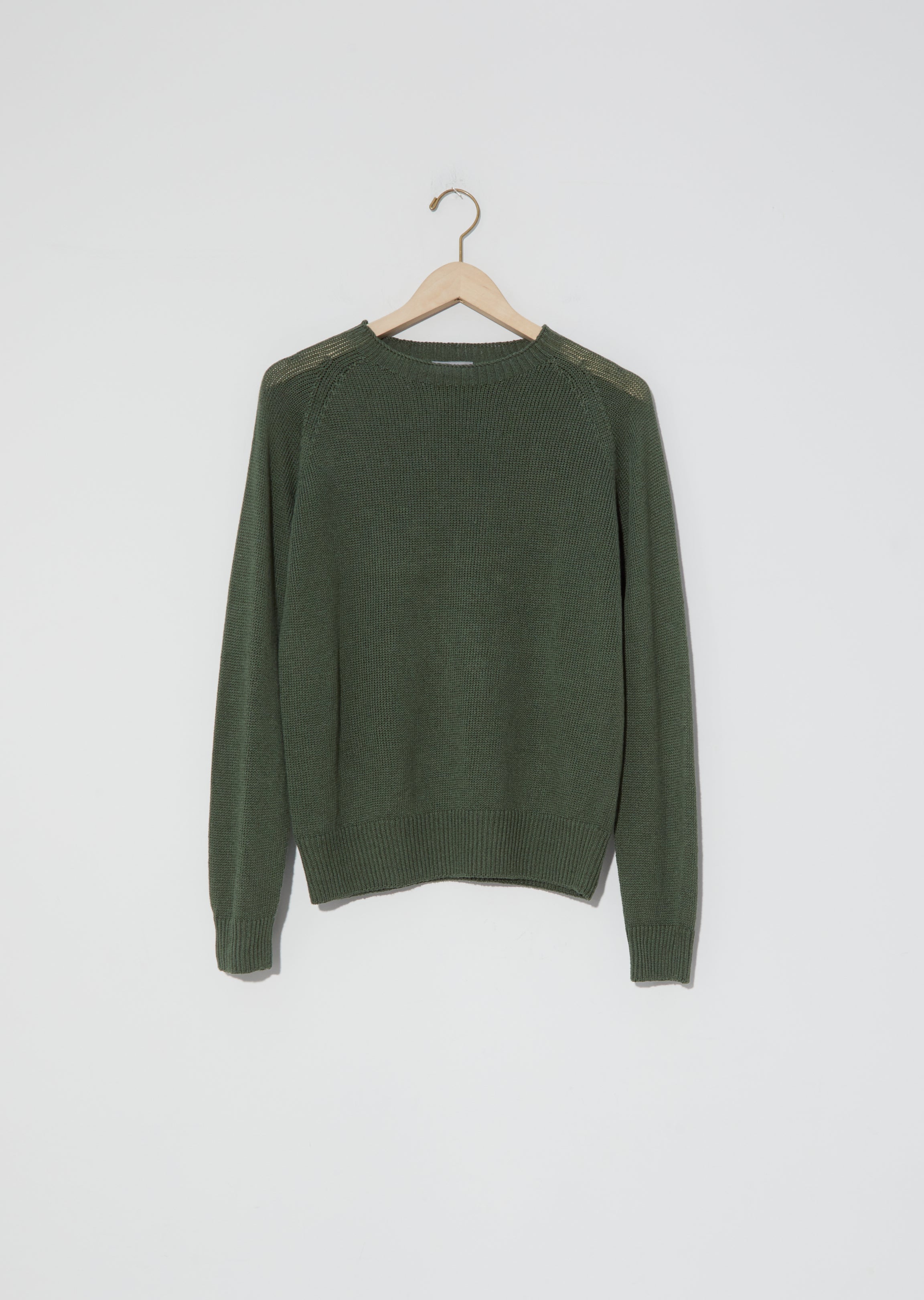 Linen-Cotton Classic Crewneck Sweater — Fern – La Garçonne