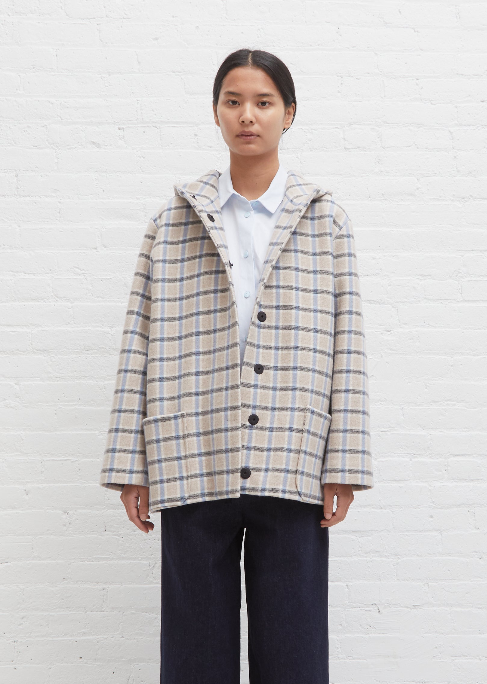 Wool Check Hoodie Coat – La Garçonne