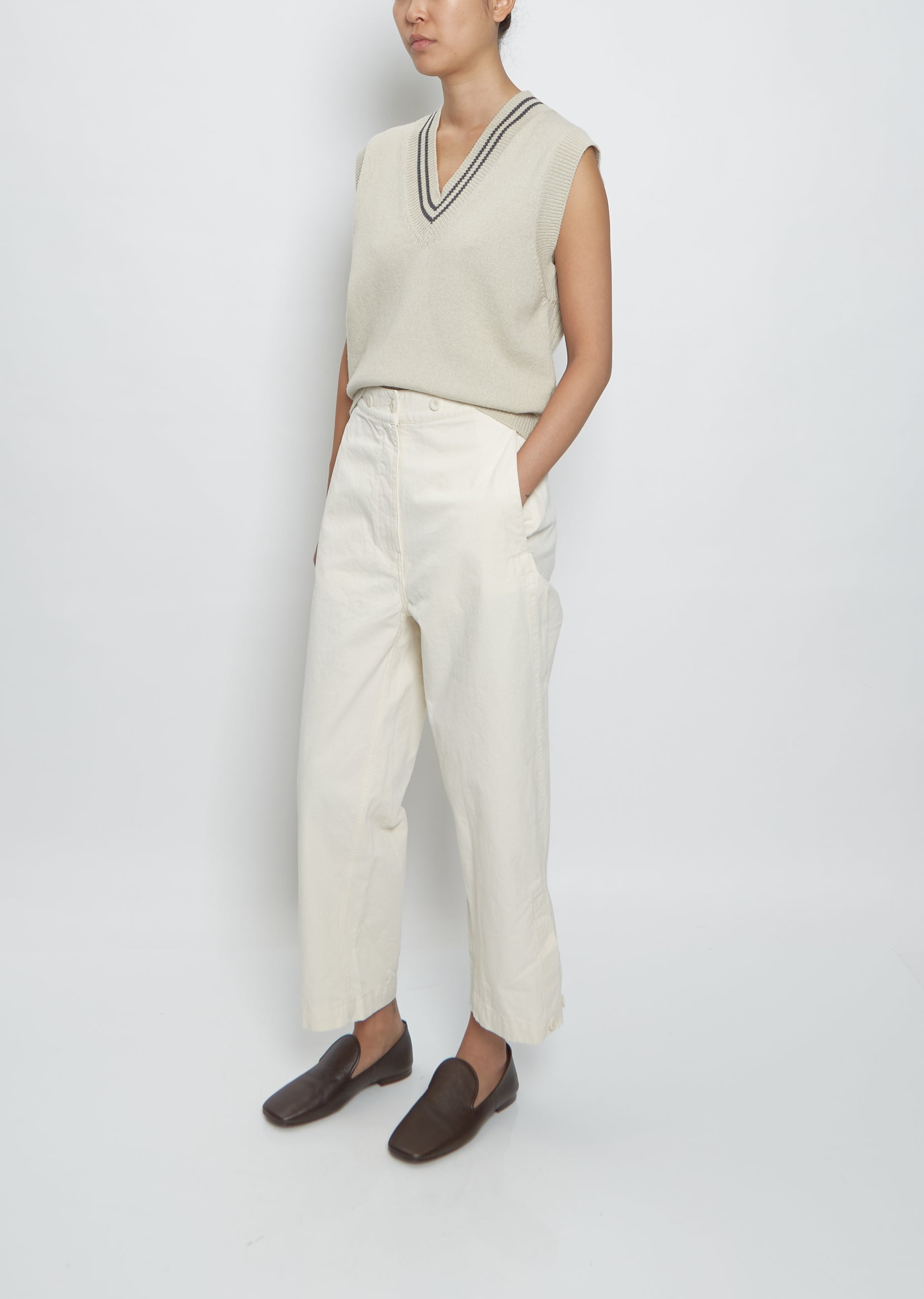 Cropped Ankle Vent Trouser — Natural – La Garçonne