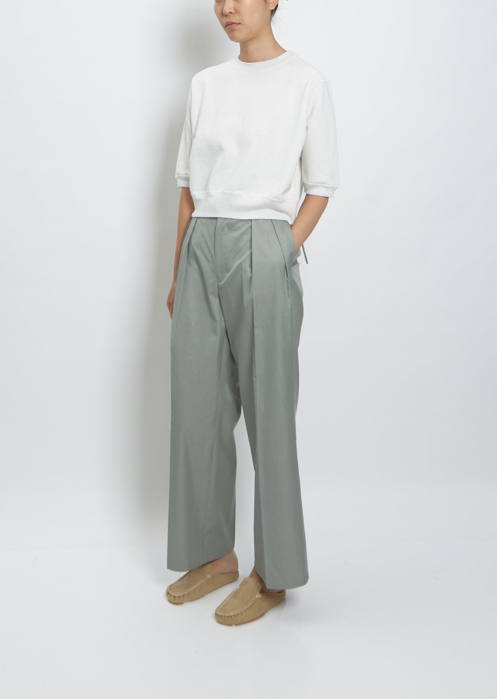 AURALEE FINX CHAMBRAY BELTED WIDE PANTS 最低販売価格 www