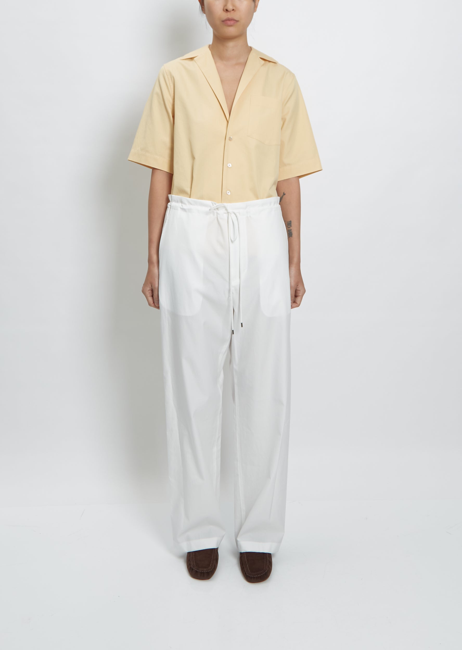 Washed Finx Twill Easy Wide Pants — White – La Garçonne