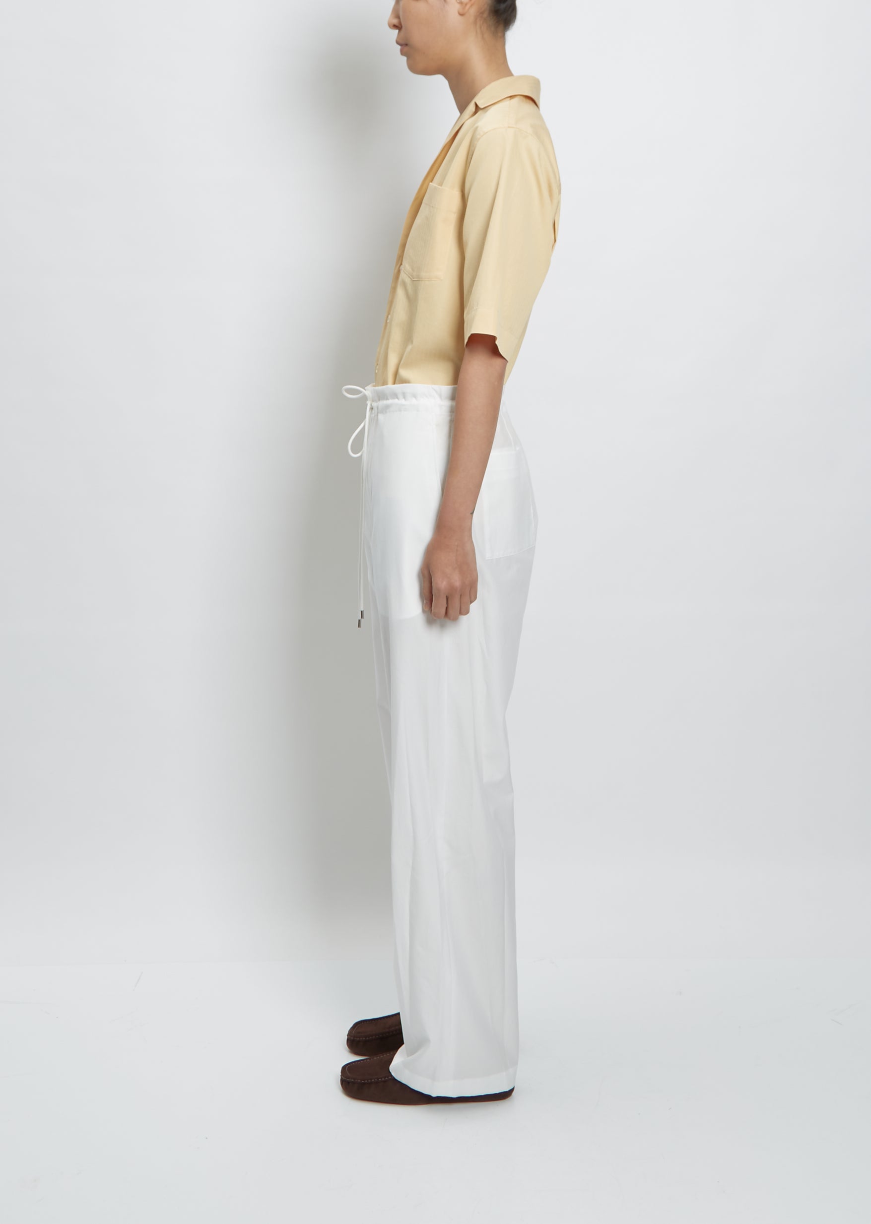 Washed Finx Twill Easy Wide Pants — White – La Garçonne