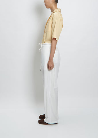 Washed Finx Twill Easy Wide Pants — White – La Garçonne