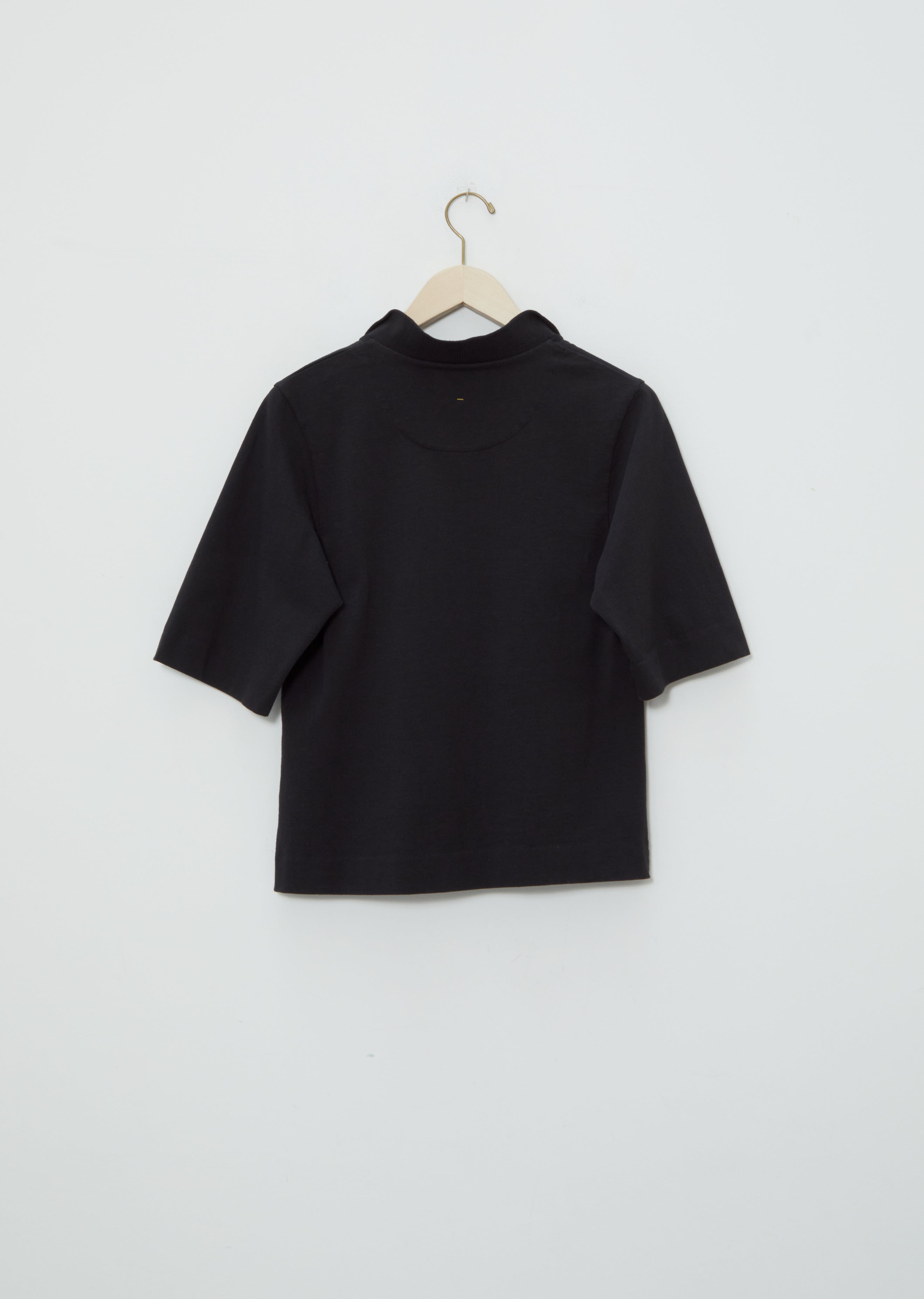 Matte Jersey Loose Collar Polo — Black – La Garçonne