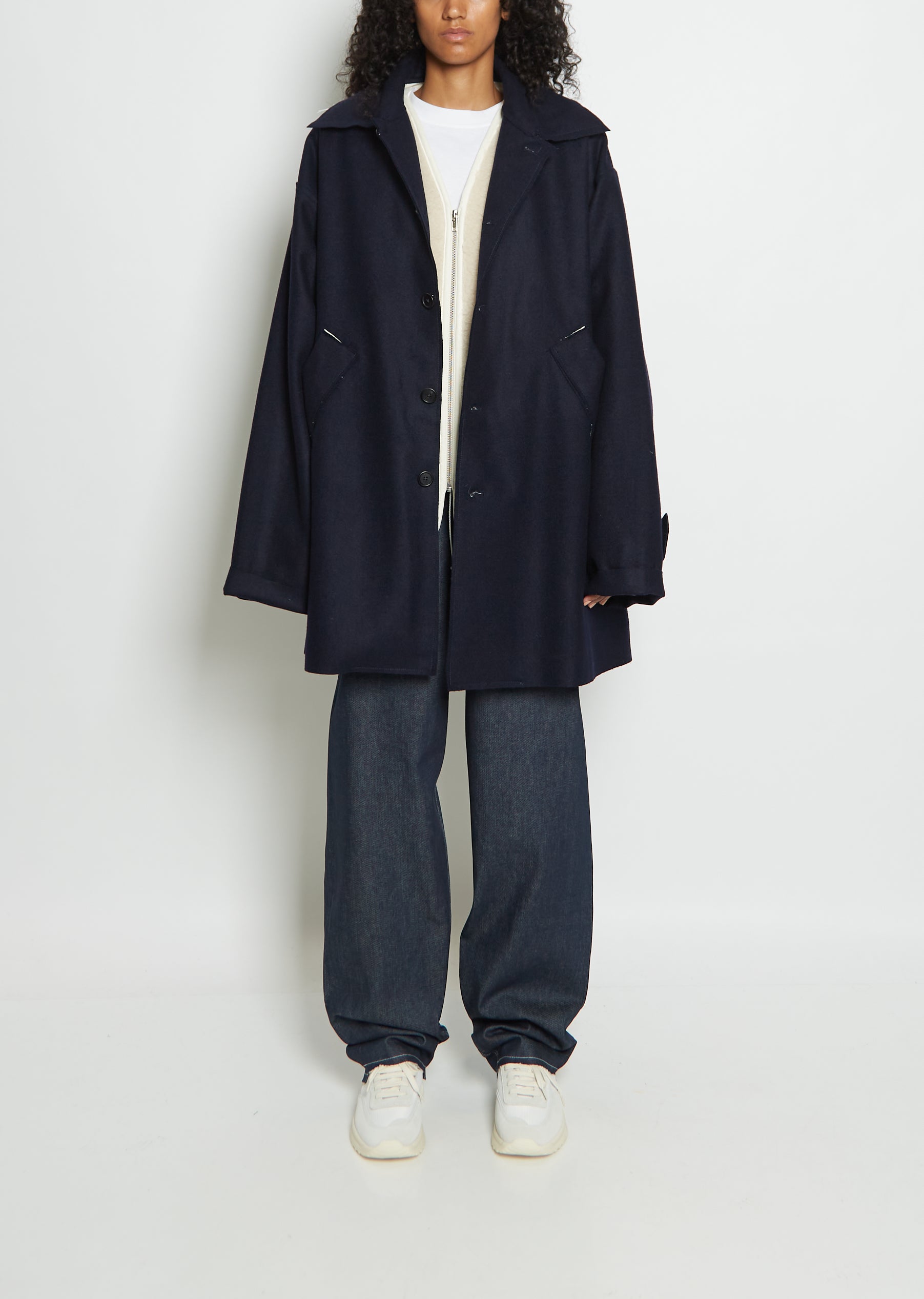 Wool XXL Mackintosh Jacket — Black Navy – La Garçonne