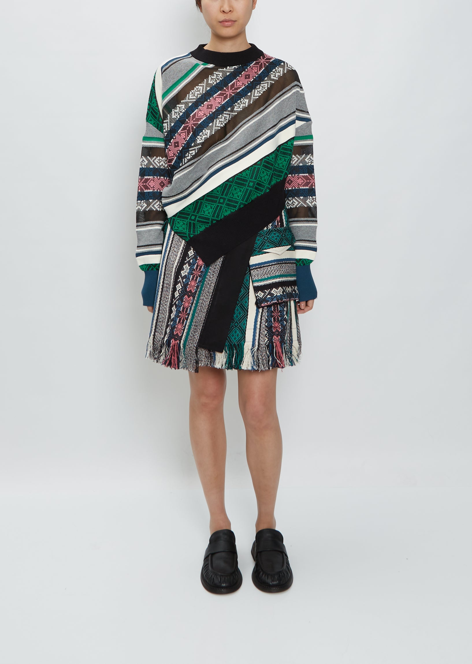 22SS Sacai サカイ Rug Jacquard Knit Skirt ひざ丈スカート