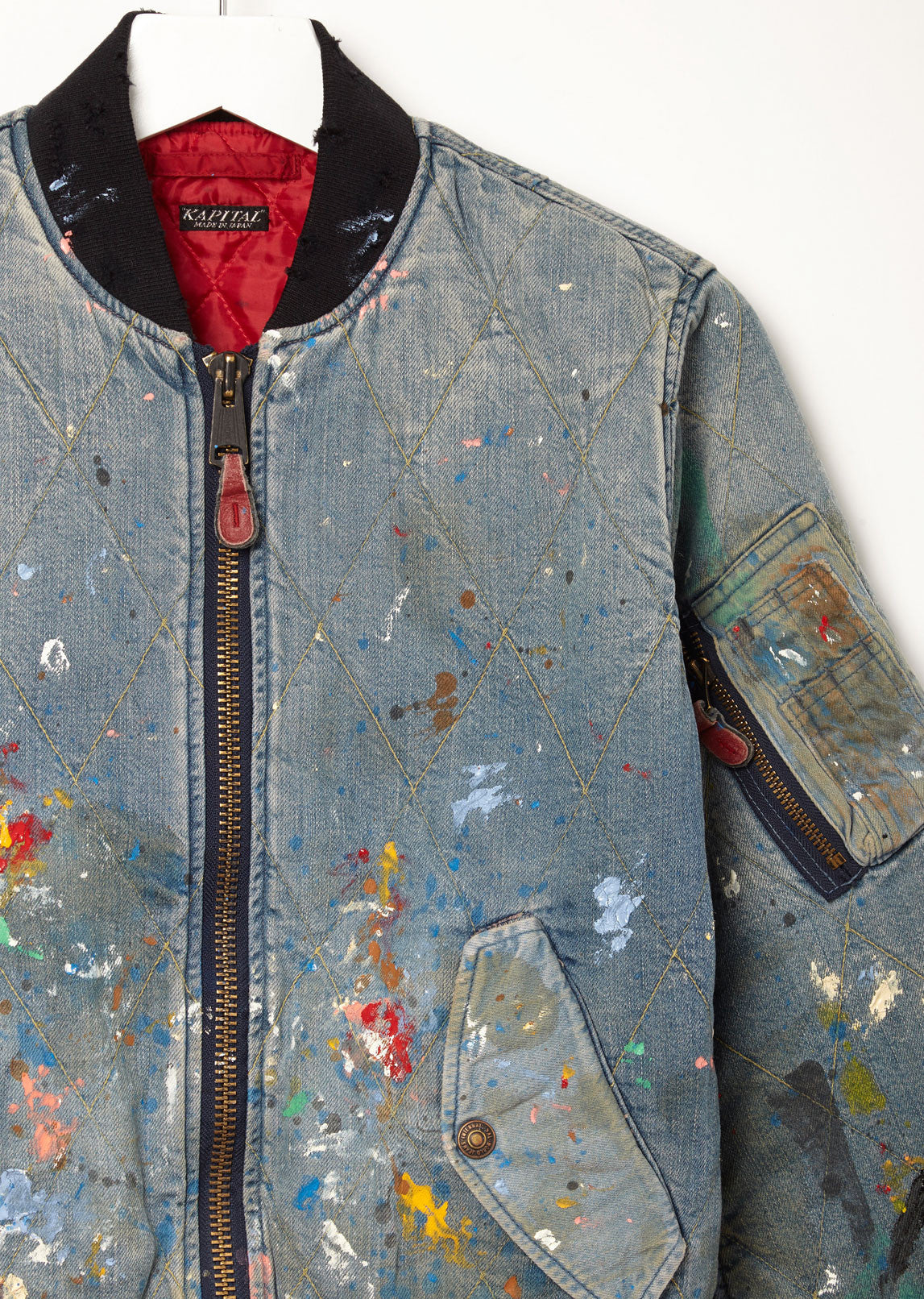 Denim MA-1 Art Damaged Jacket by Kapital — La Garçonne
