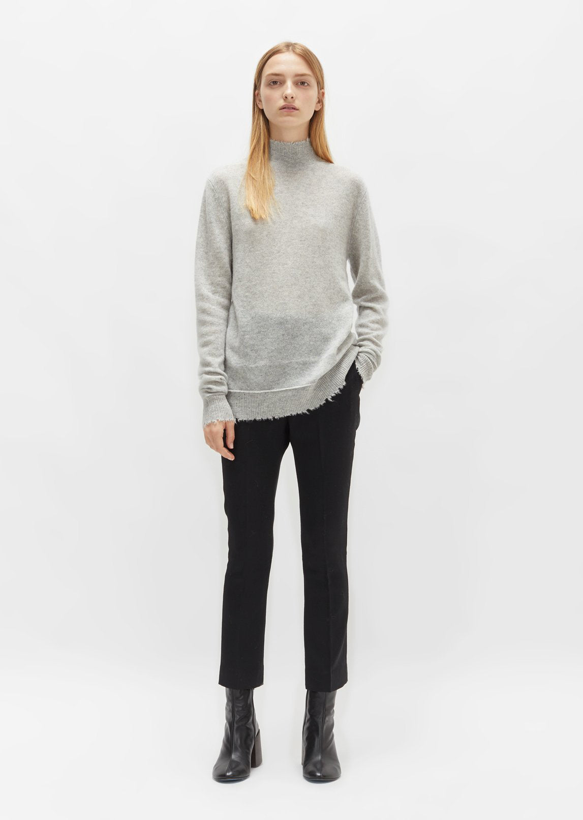 Distressed Edge Cashmere Turtleneck by R13- La Garçonne